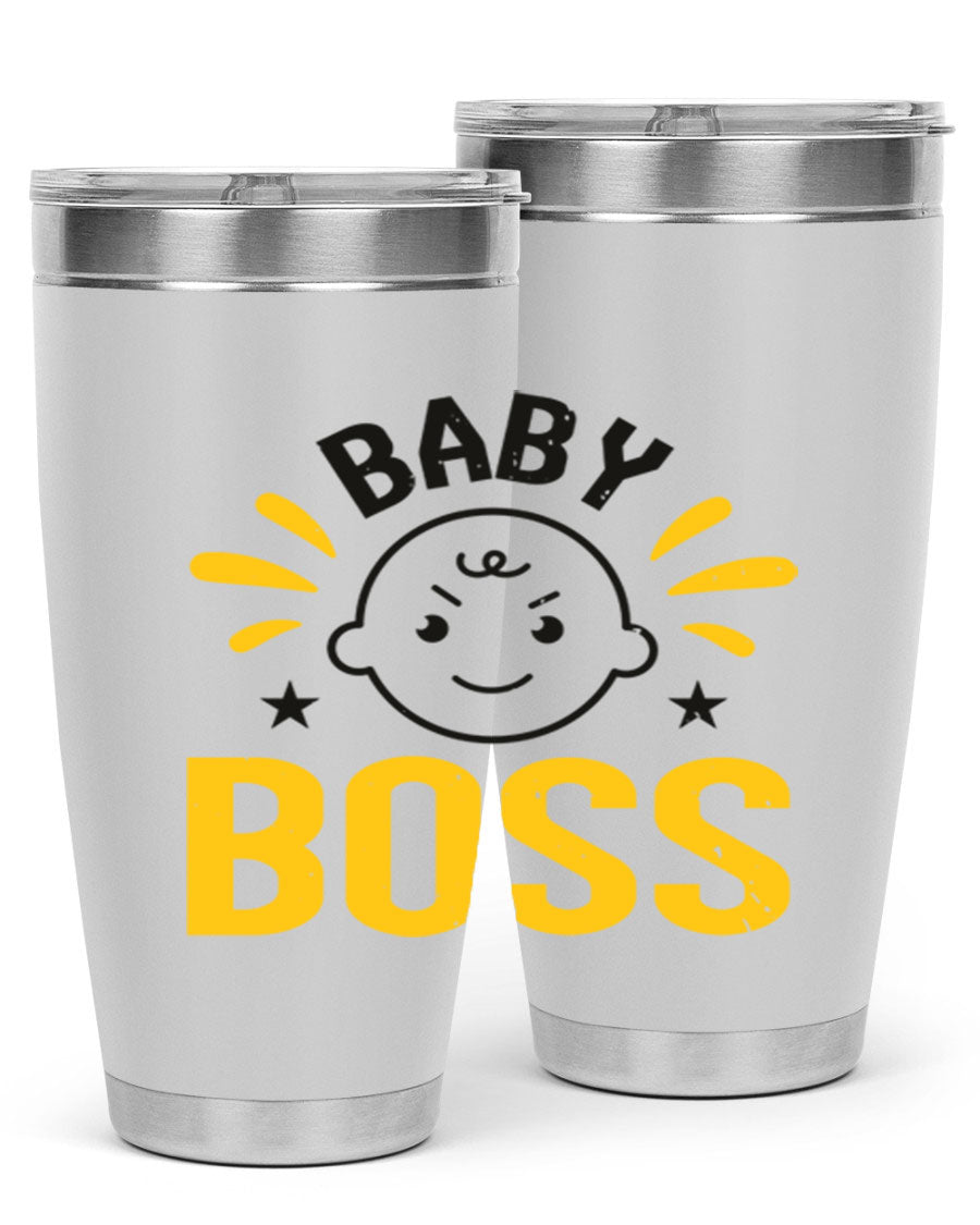 Baby Boss Style 6# 20oz tumbler featuring double wall vacuum insulation, copper lining, and a drink-thru lid, perfect for baby showers.