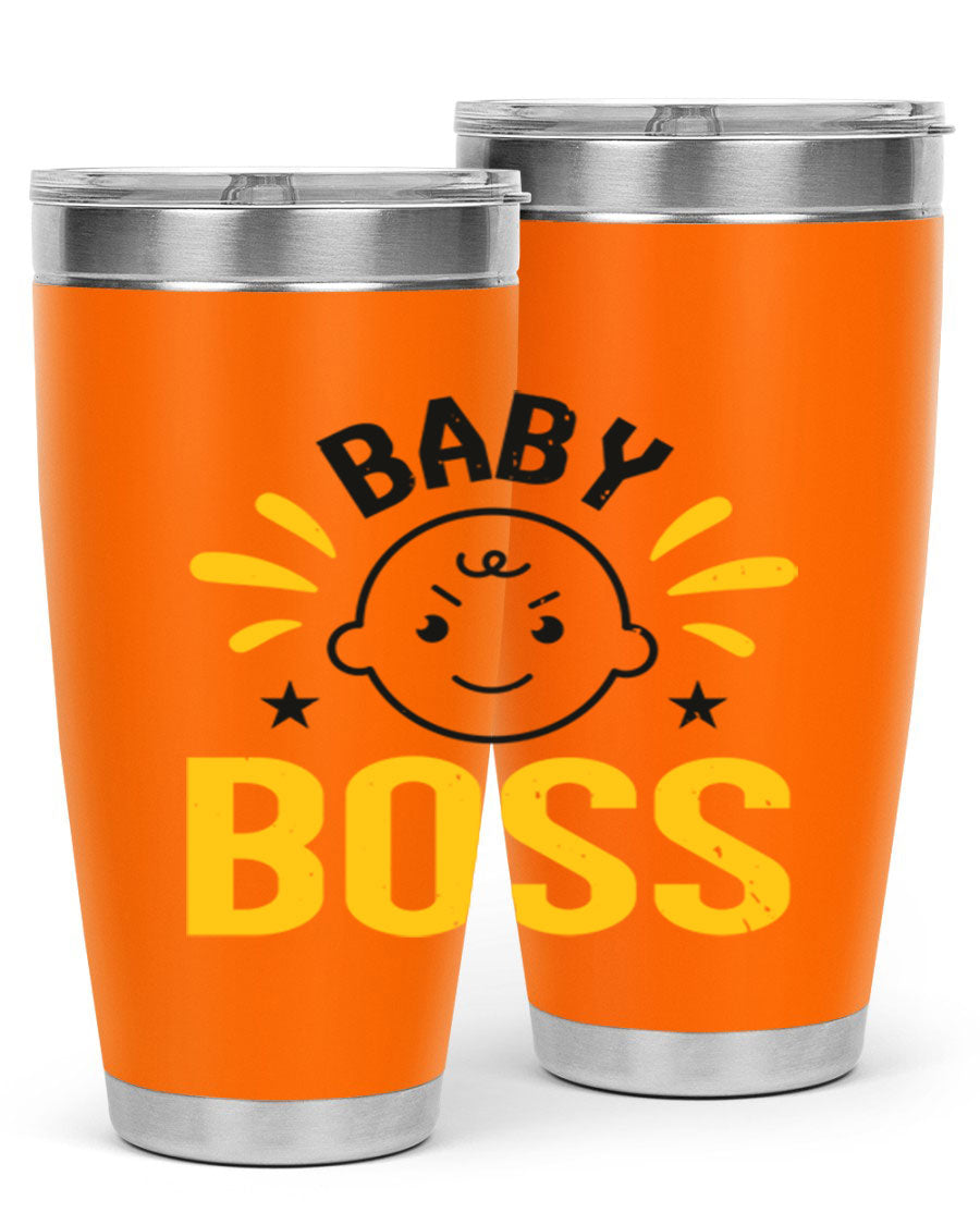 Baby Boss Style 6# 20oz tumbler featuring double wall vacuum insulation, copper lining, and a drink-thru lid, perfect for baby showers.