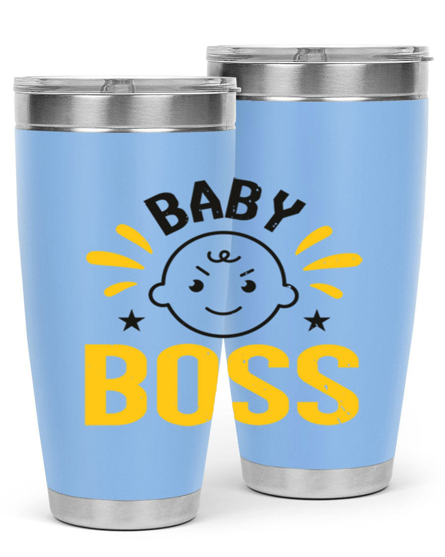 Baby Boss Style 6# 20oz tumbler featuring double wall vacuum insulation, copper lining, and a drink-thru lid, perfect for baby showers.