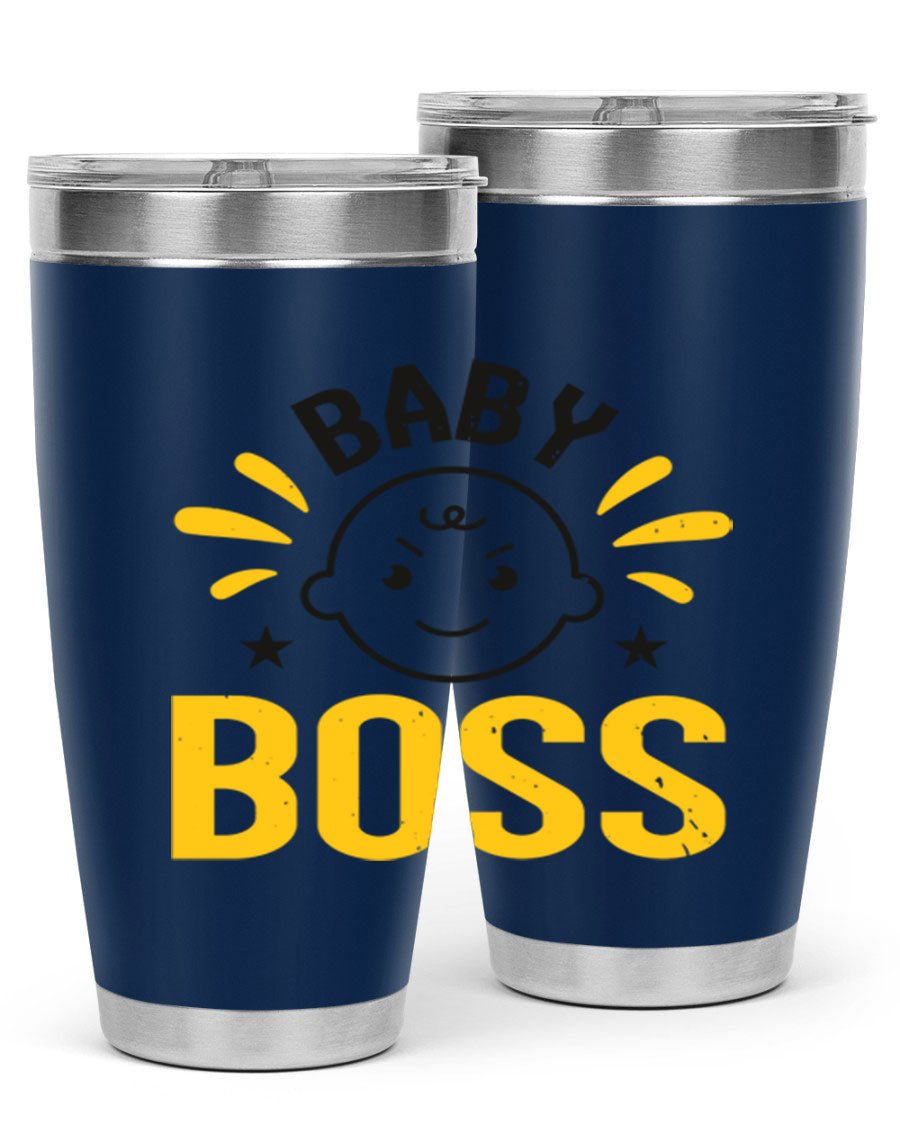 Baby Boss Style 6# 20oz tumbler featuring double wall vacuum insulation, copper lining, and a drink-thru lid, perfect for baby showers.