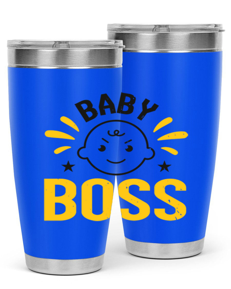 Baby Boss Style 6# 20oz tumbler featuring double wall vacuum insulation, copper lining, and a drink-thru lid, perfect for baby showers.