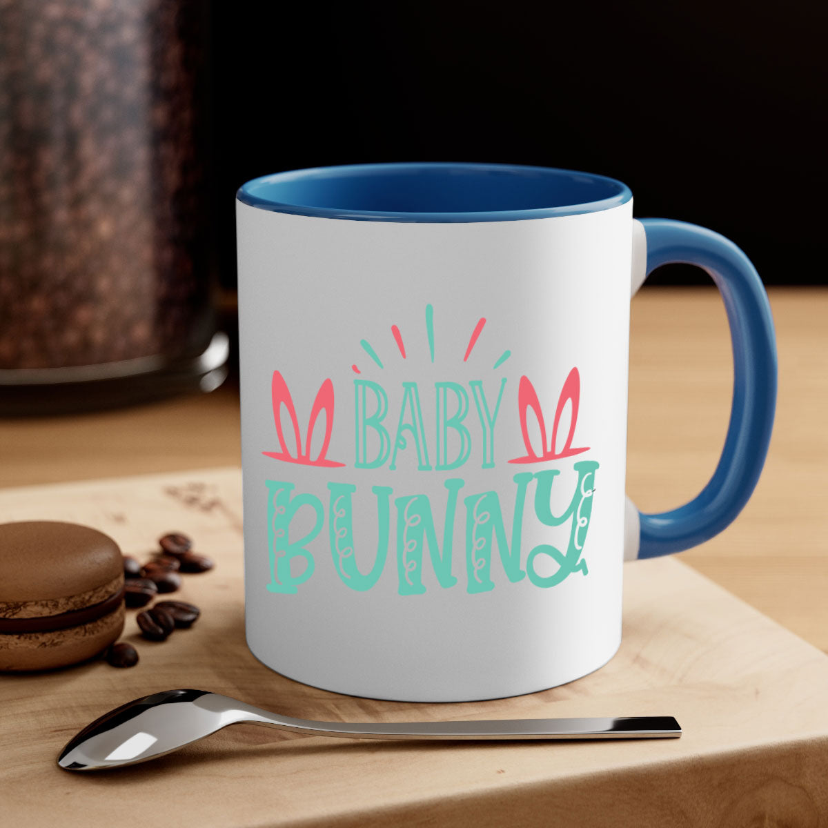 Baby Bunn 121# Mug featuring a two-tone design with a colored handle and glossy finish, available in multiple colors.