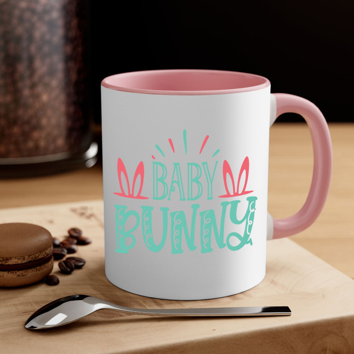 Baby Bunn 121# Mug featuring a two-tone design with a colored handle and glossy finish, available in multiple colors.