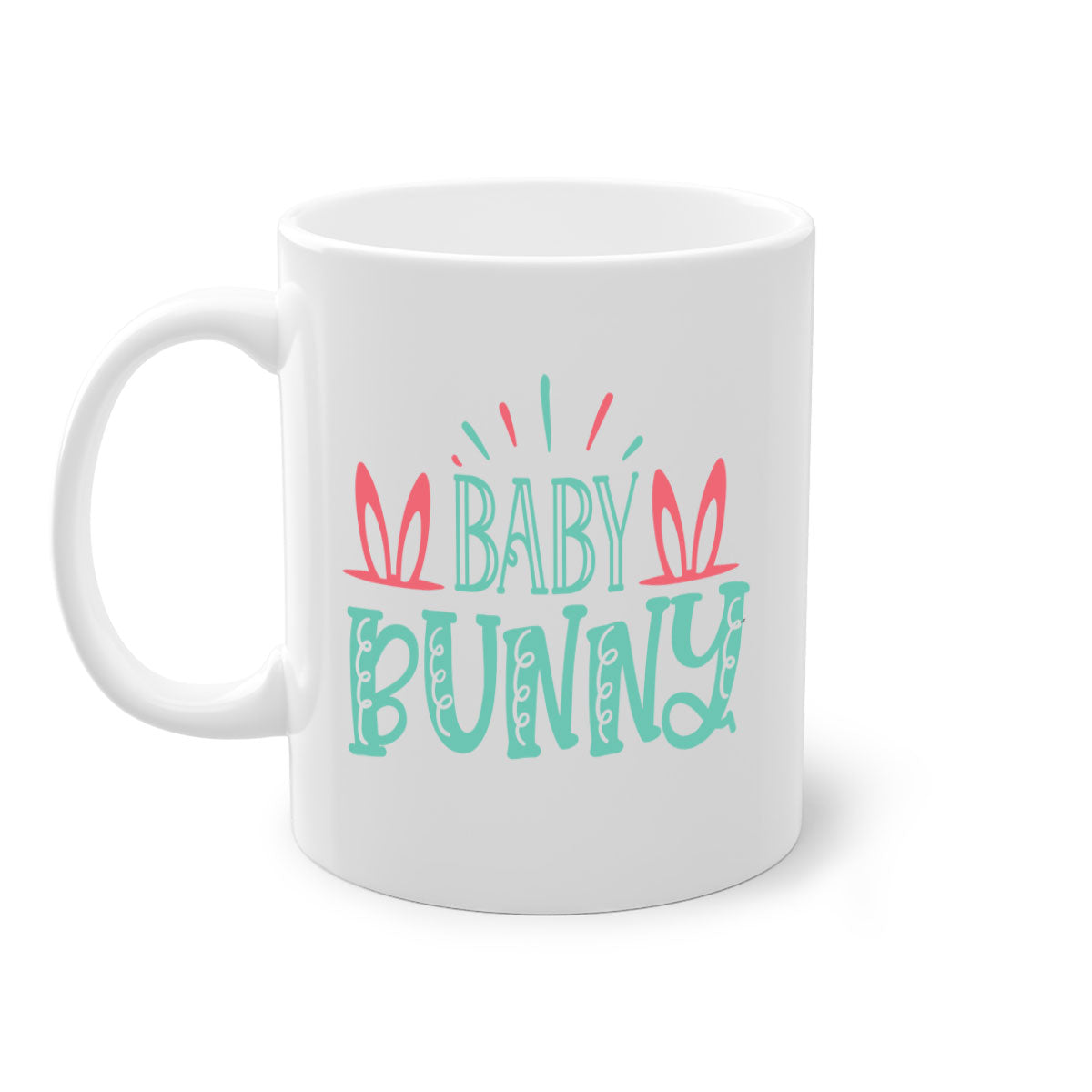 Baby Bunn 121# Mug featuring a two-tone design with a colored handle and glossy finish, available in multiple colors.