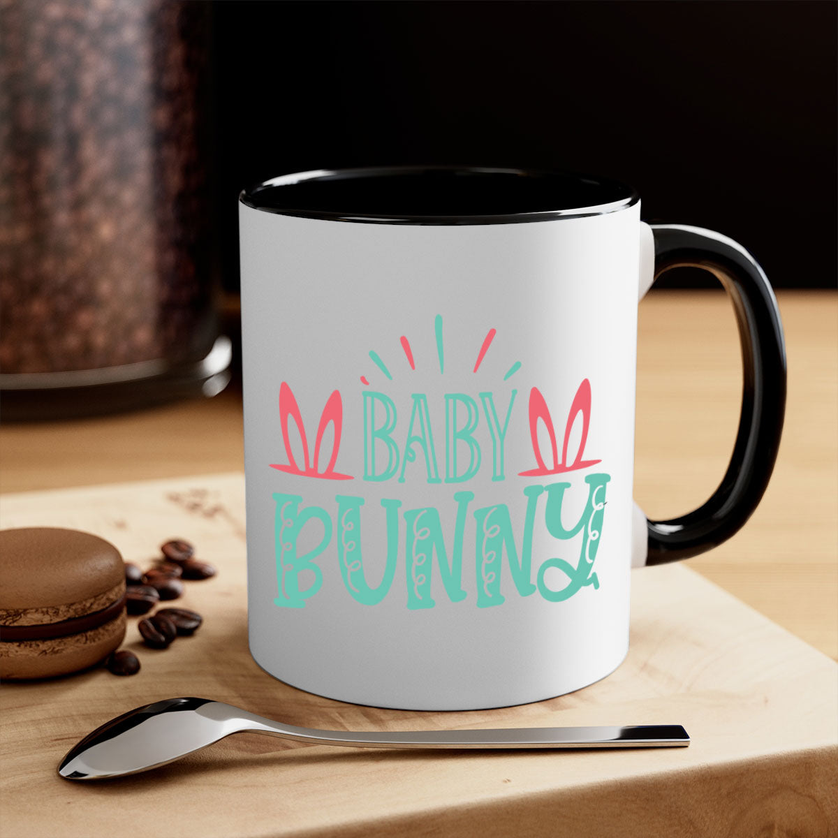 Baby Bunn 121# Mug featuring a two-tone design with a colored handle and glossy finish, available in multiple colors.