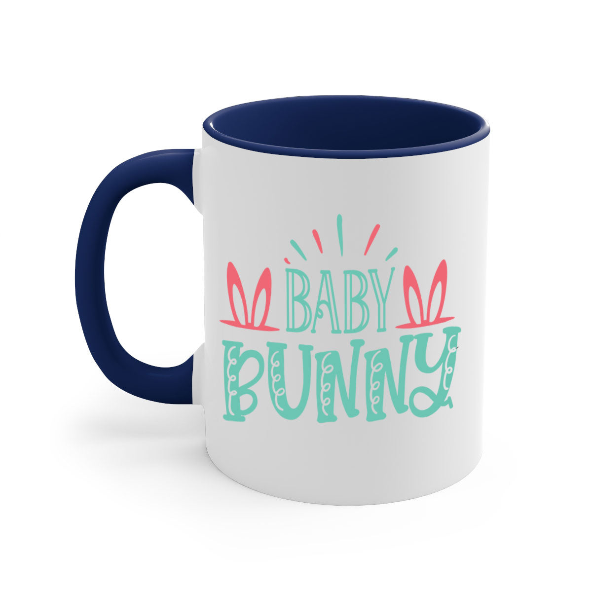 Baby Bunn 121# Mug featuring a two-tone design with a colored handle and glossy finish, available in multiple colors.