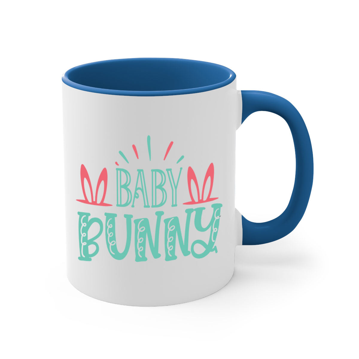 Baby Bunn 121# Mug featuring a two-tone design with a colored handle and glossy finish, available in multiple colors.