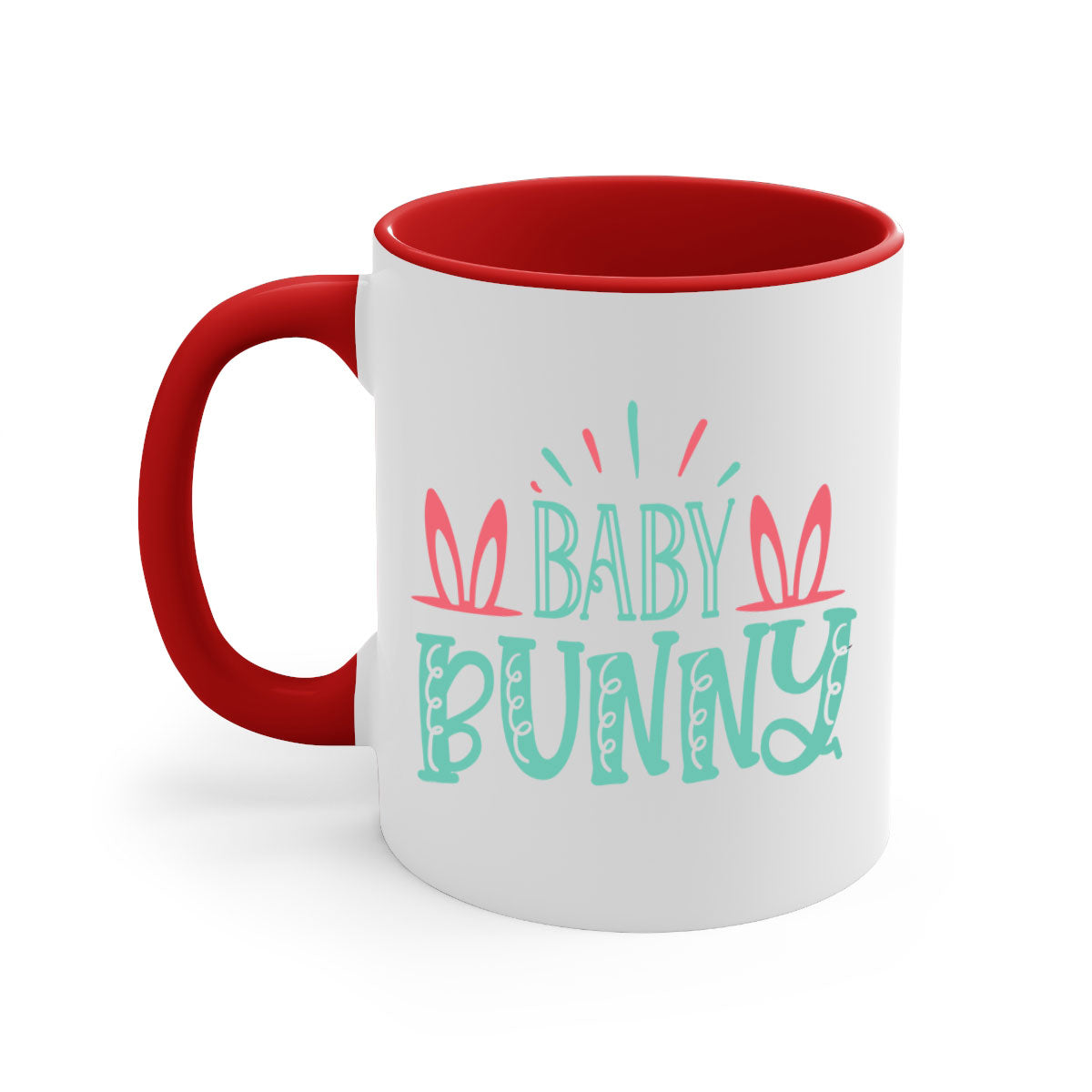 Baby Bunn 121# Mug featuring a two-tone design with a colored handle and glossy finish, available in multiple colors.