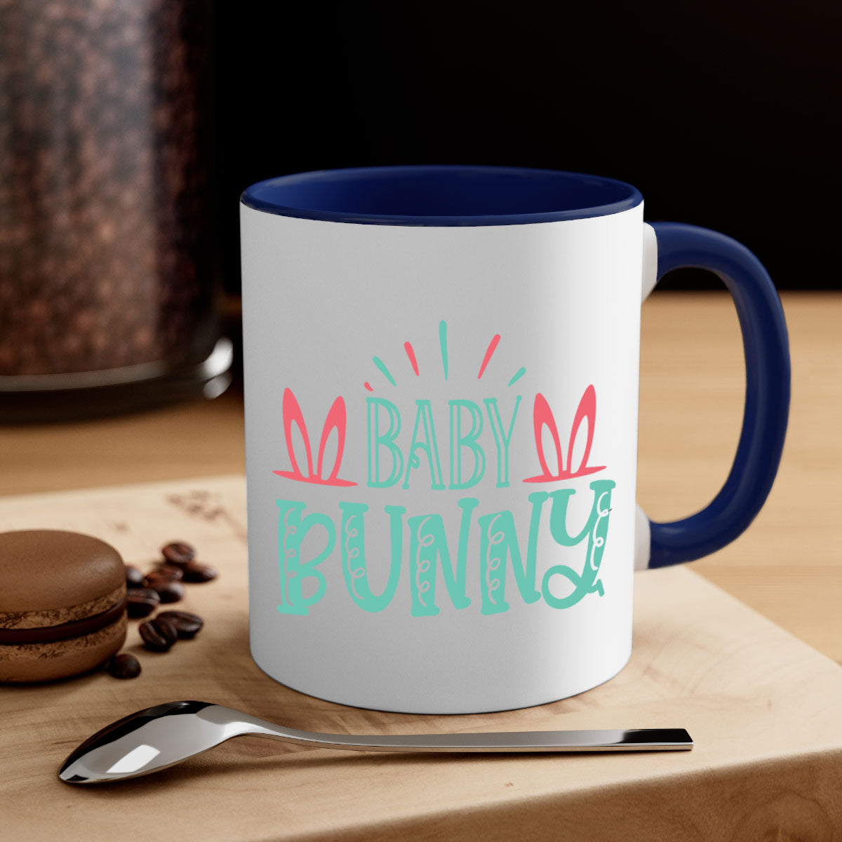 Baby Bunn 121# Mug featuring a two-tone design with a colored handle and glossy finish, available in multiple colors.