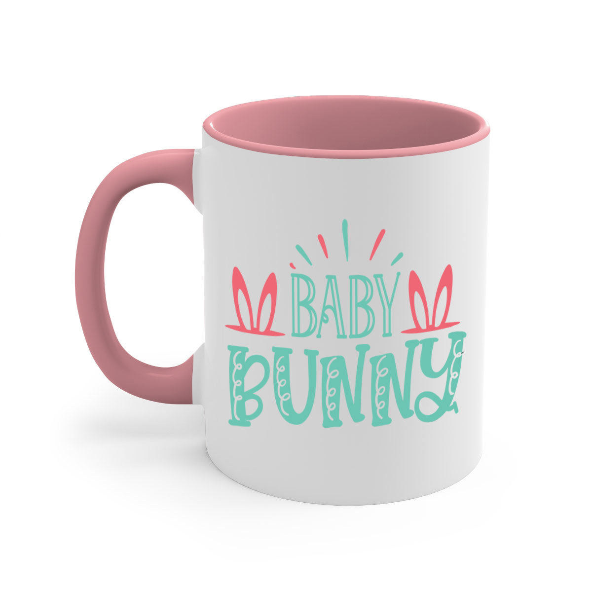 Baby Bunn 121# Mug featuring a two-tone design with a colored handle and glossy finish, available in multiple colors.