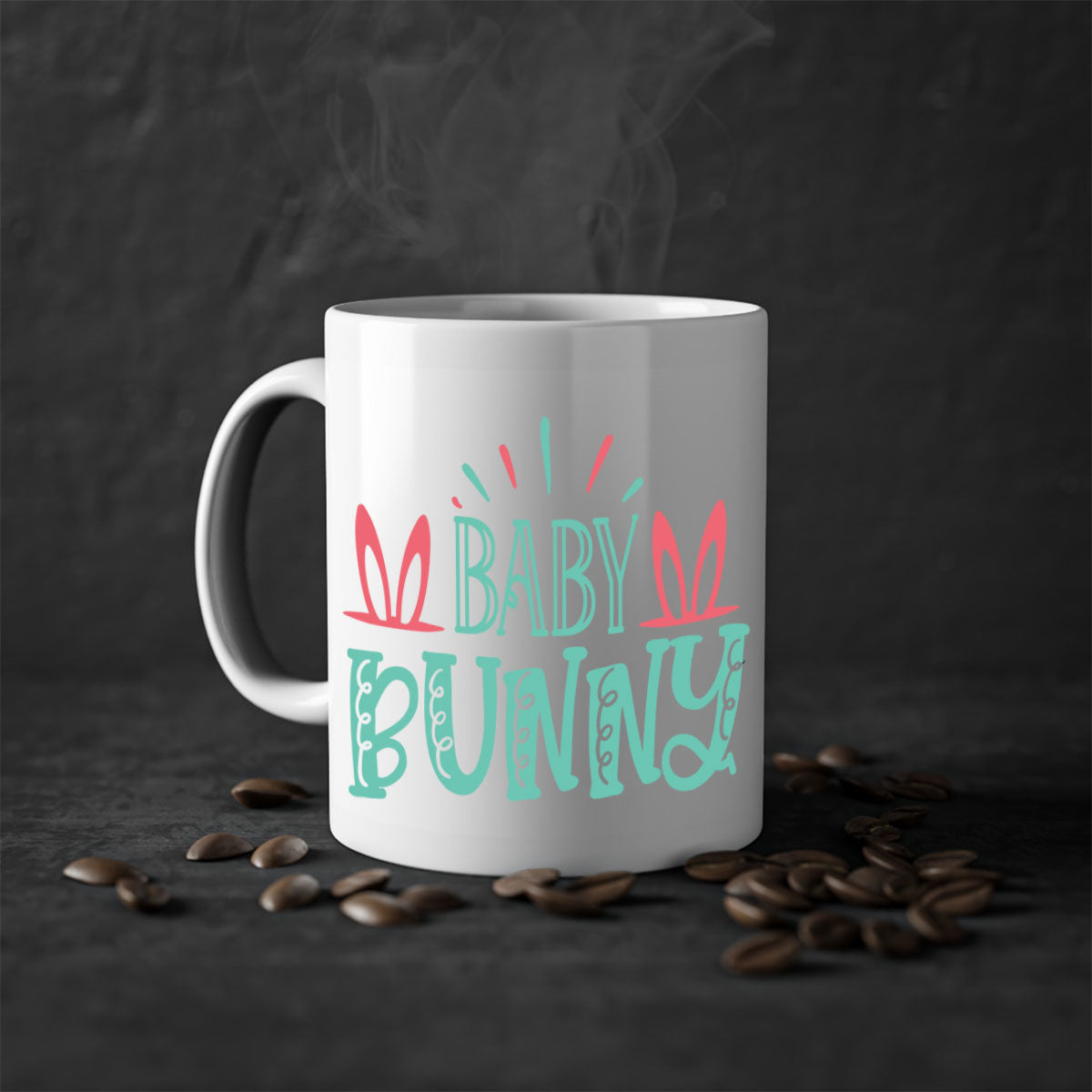 Baby Bunn 121# Mug featuring a two-tone design with a colored handle and glossy finish, available in multiple colors.