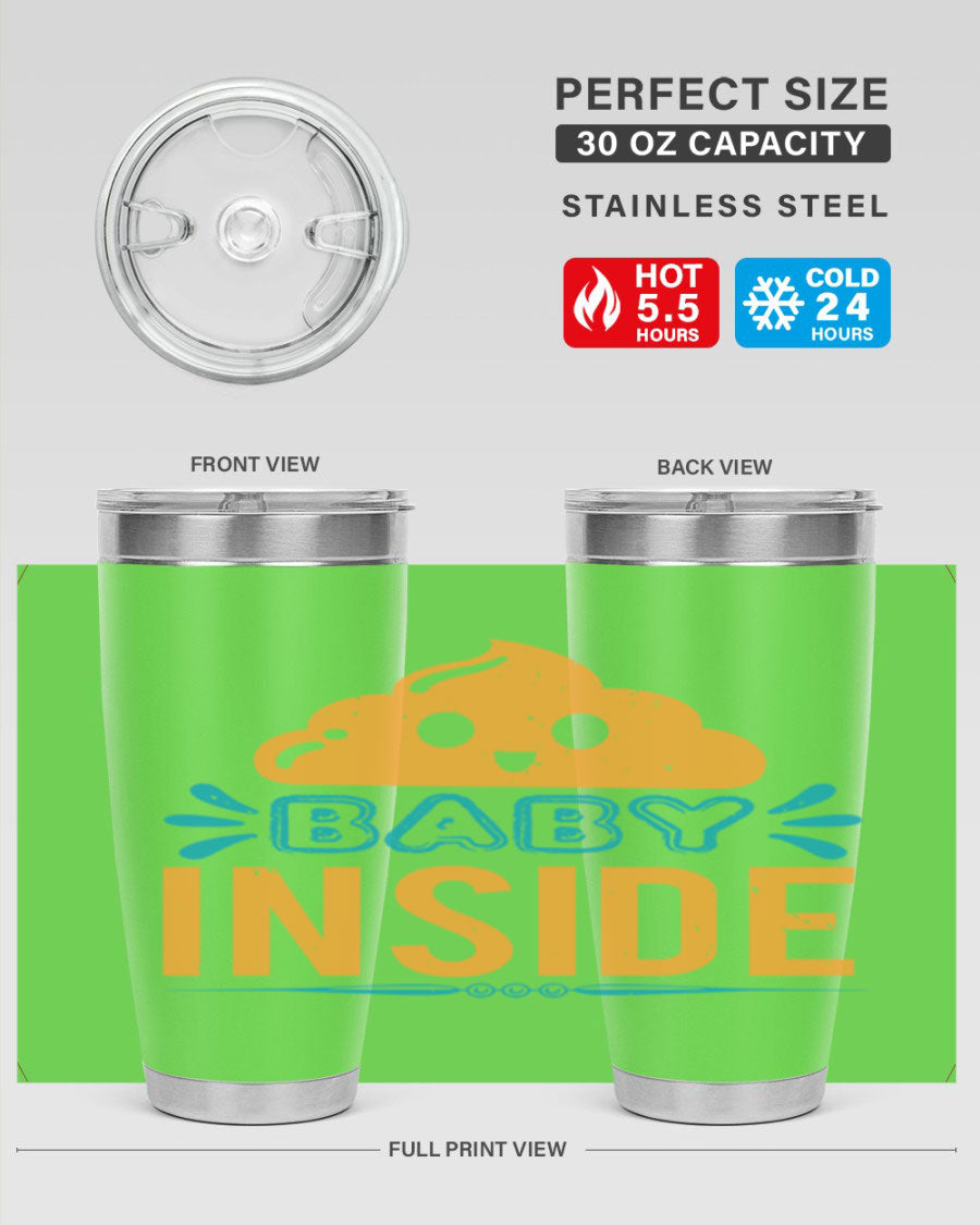 Baby Inside Style 1# 20oz tumbler featuring double wall vacuum insulation and a stylish design, perfect for baby showers.