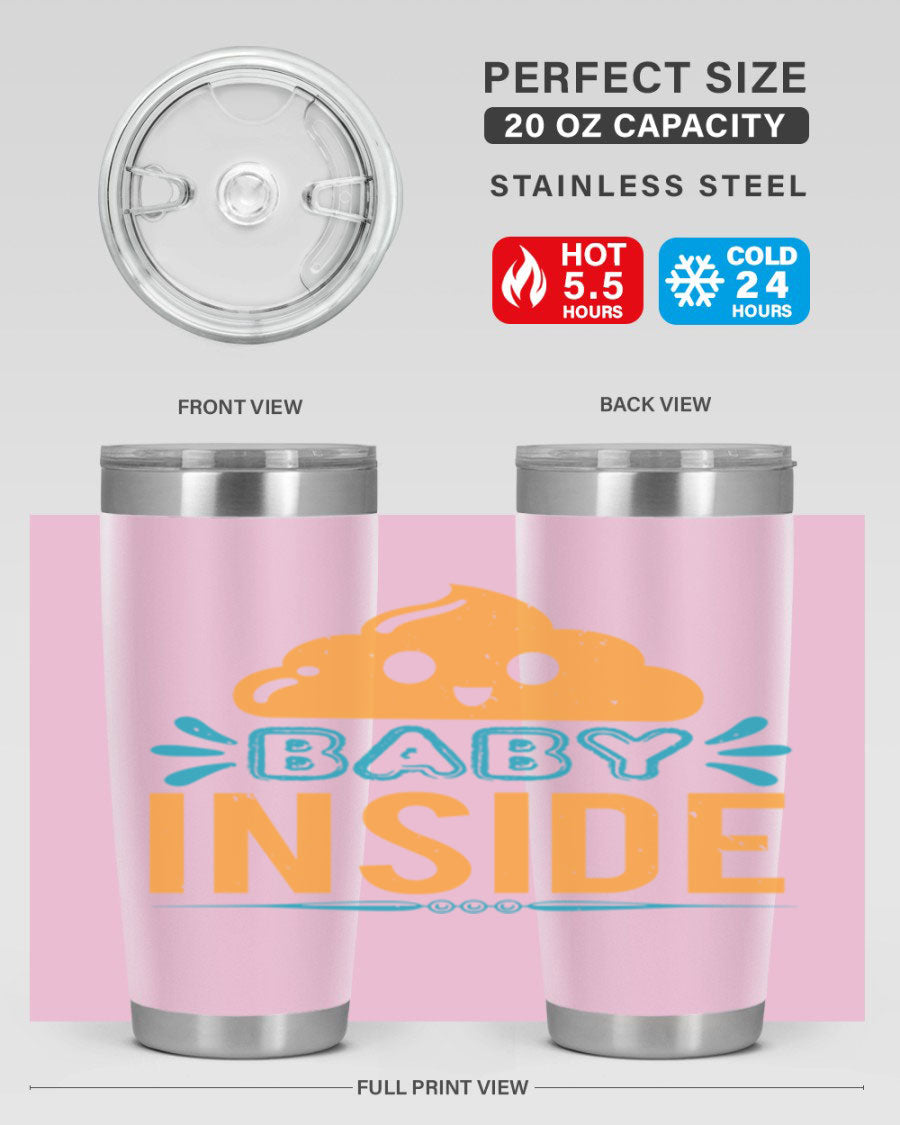 Baby Inside Style 1# 20oz tumbler featuring double wall vacuum insulation and a stylish design, perfect for baby showers.