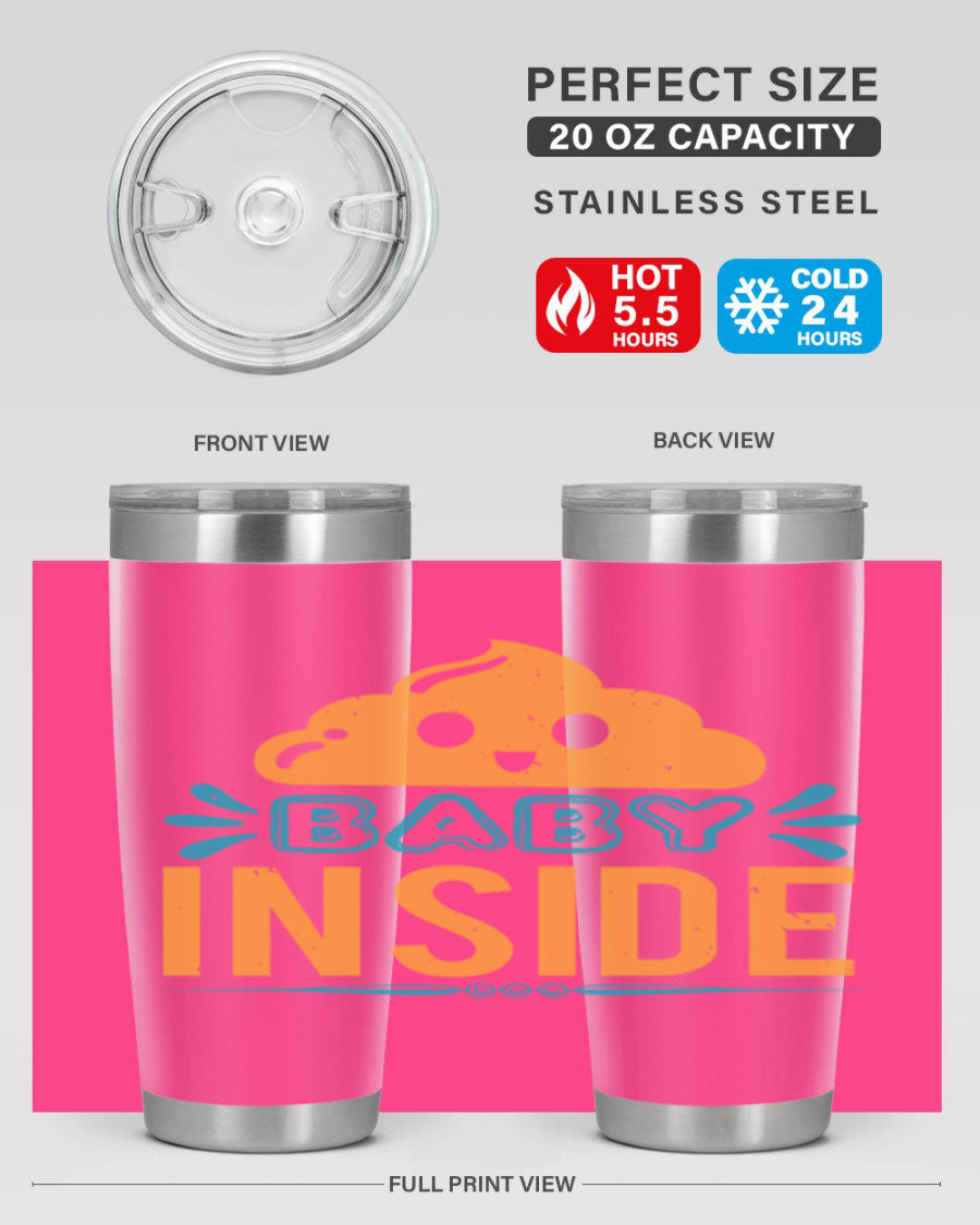 Baby Inside Style 1# 20oz tumbler featuring double wall vacuum insulation and a stylish design, perfect for baby showers.