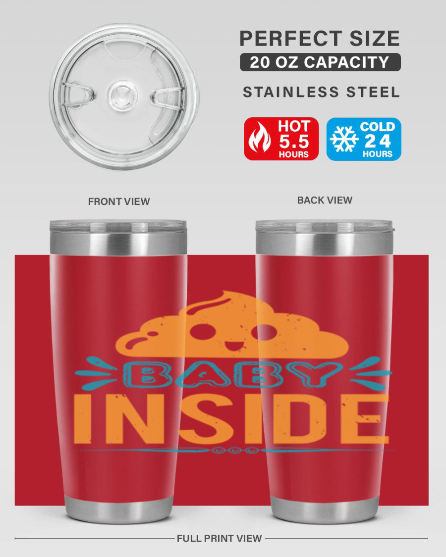 Baby Inside Style 1# 20oz tumbler featuring double wall vacuum insulation and a stylish design, perfect for baby showers.