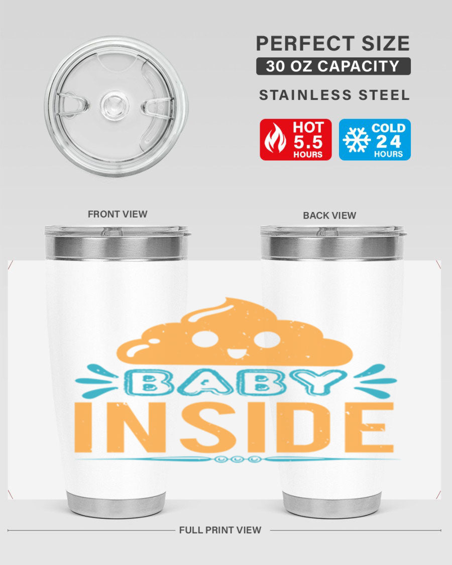 Baby Inside Style 1# 20oz tumbler featuring double wall vacuum insulation and a stylish design, perfect for baby showers.