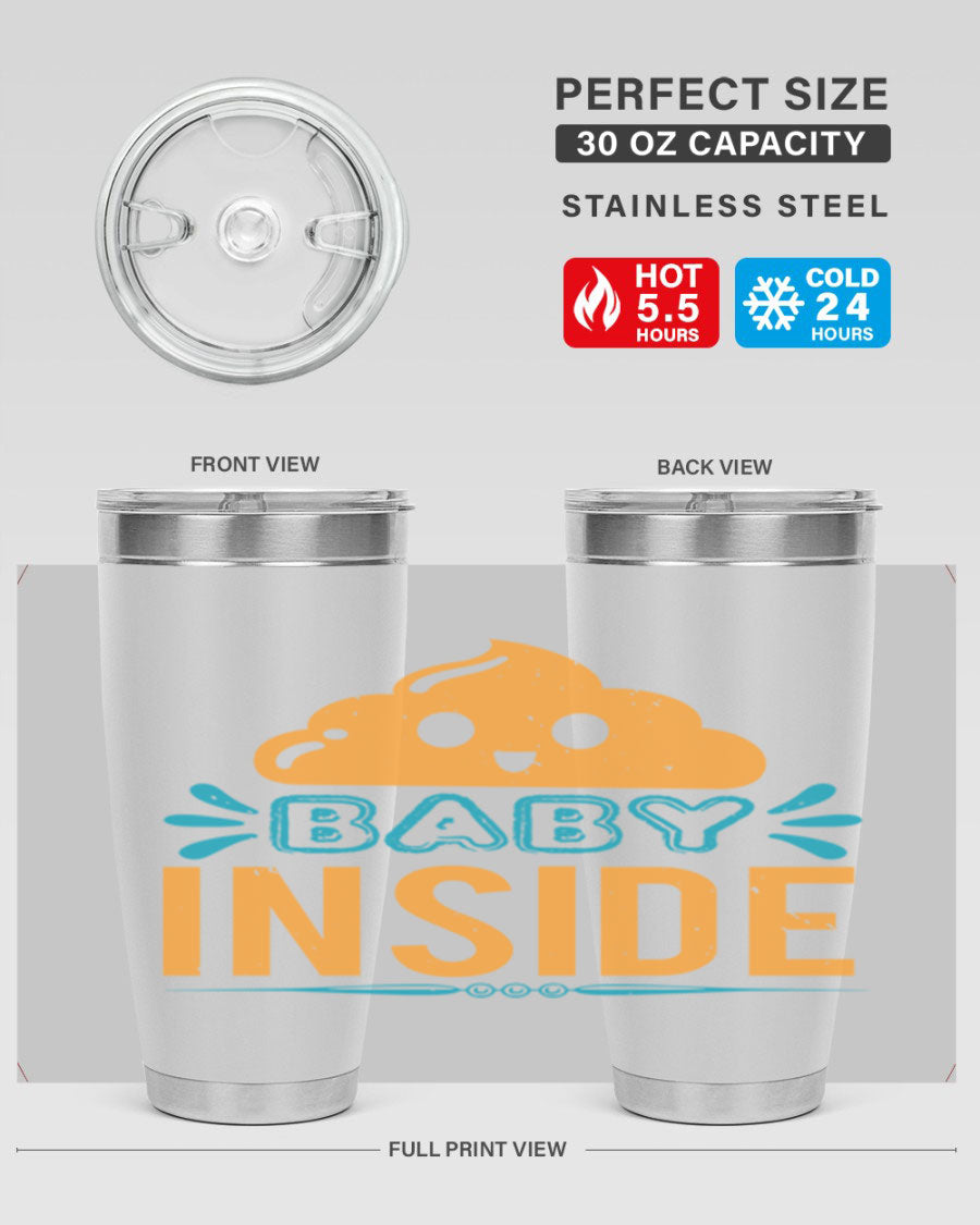 Baby Inside Style 1# 20oz tumbler featuring double wall vacuum insulation and a stylish design, perfect for baby showers.