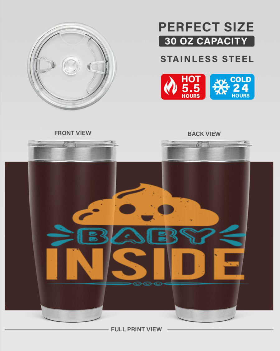 Baby Inside Style 1# 20oz tumbler featuring double wall vacuum insulation and a stylish design, perfect for baby showers.