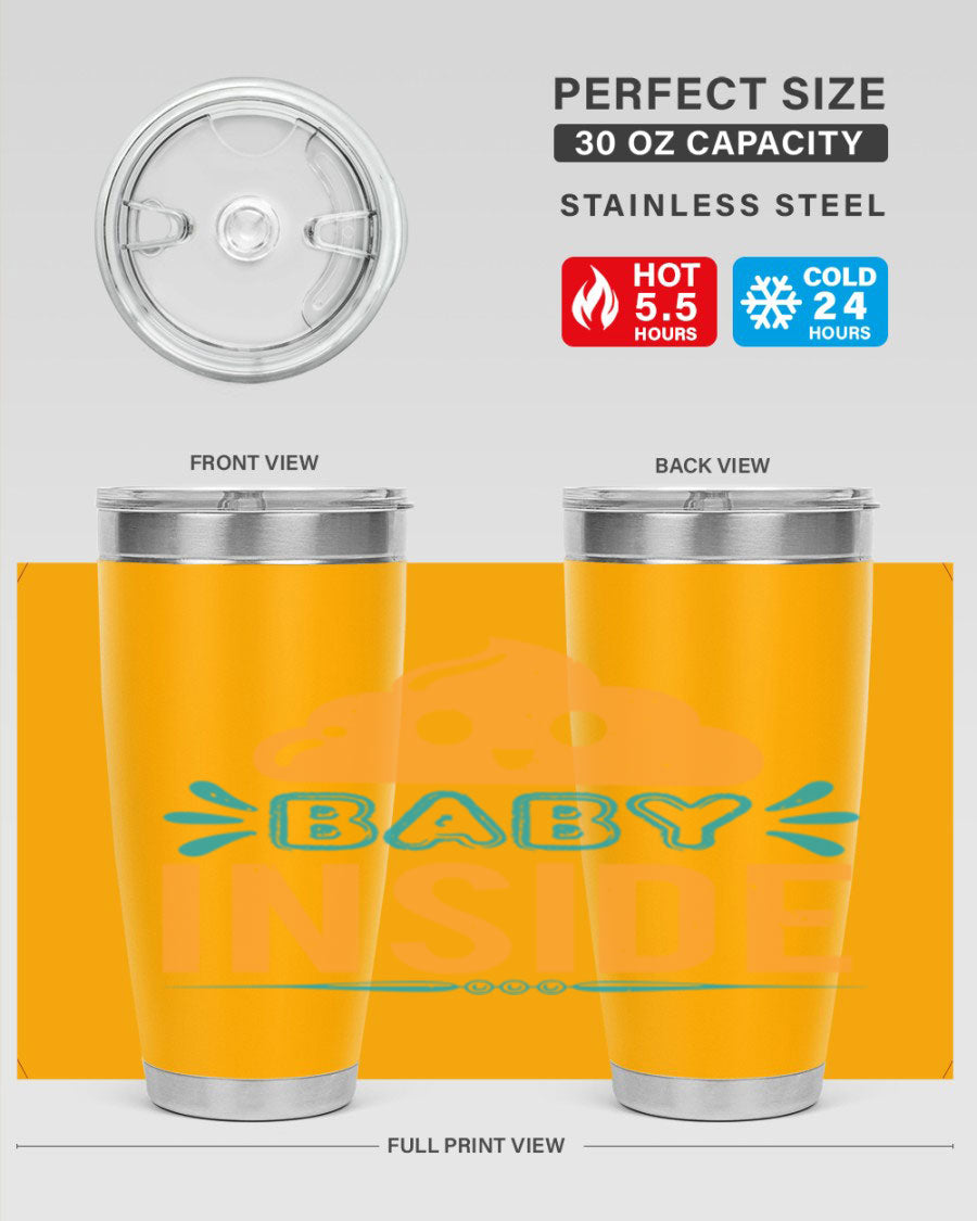 Baby Inside Style 1# 20oz tumbler featuring double wall vacuum insulation and a stylish design, perfect for baby showers.