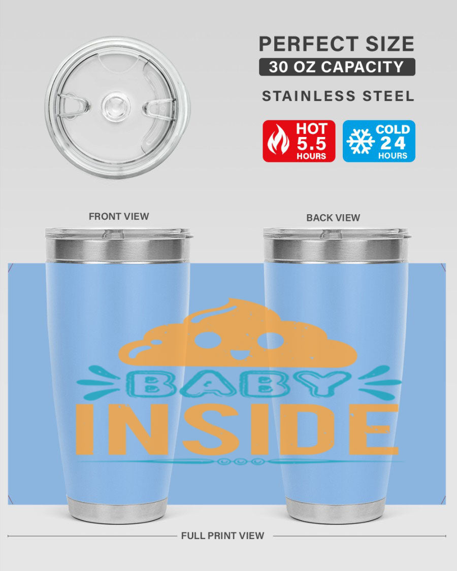 Baby Inside Style 1# 20oz tumbler featuring double wall vacuum insulation and a stylish design, perfect for baby showers.