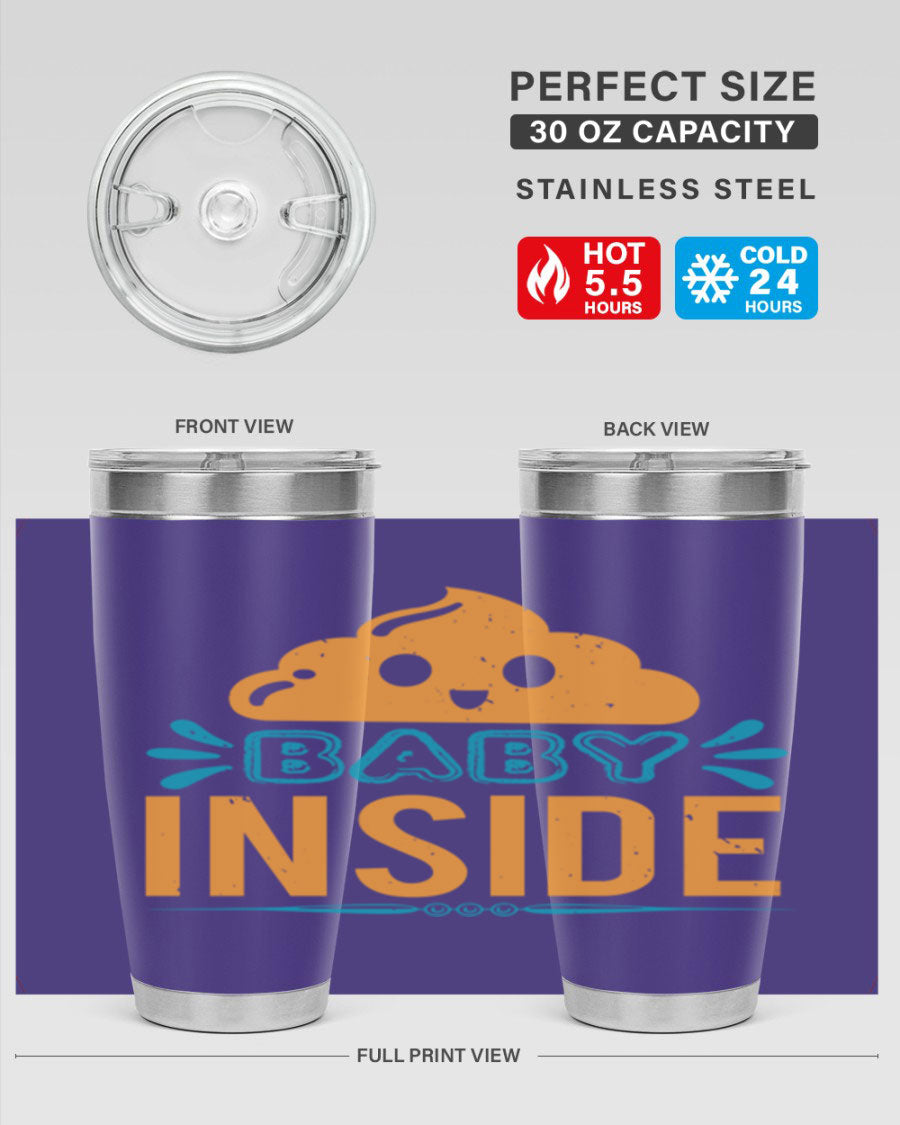 Baby Inside Style 1# 20oz tumbler featuring double wall vacuum insulation and a stylish design, perfect for baby showers.