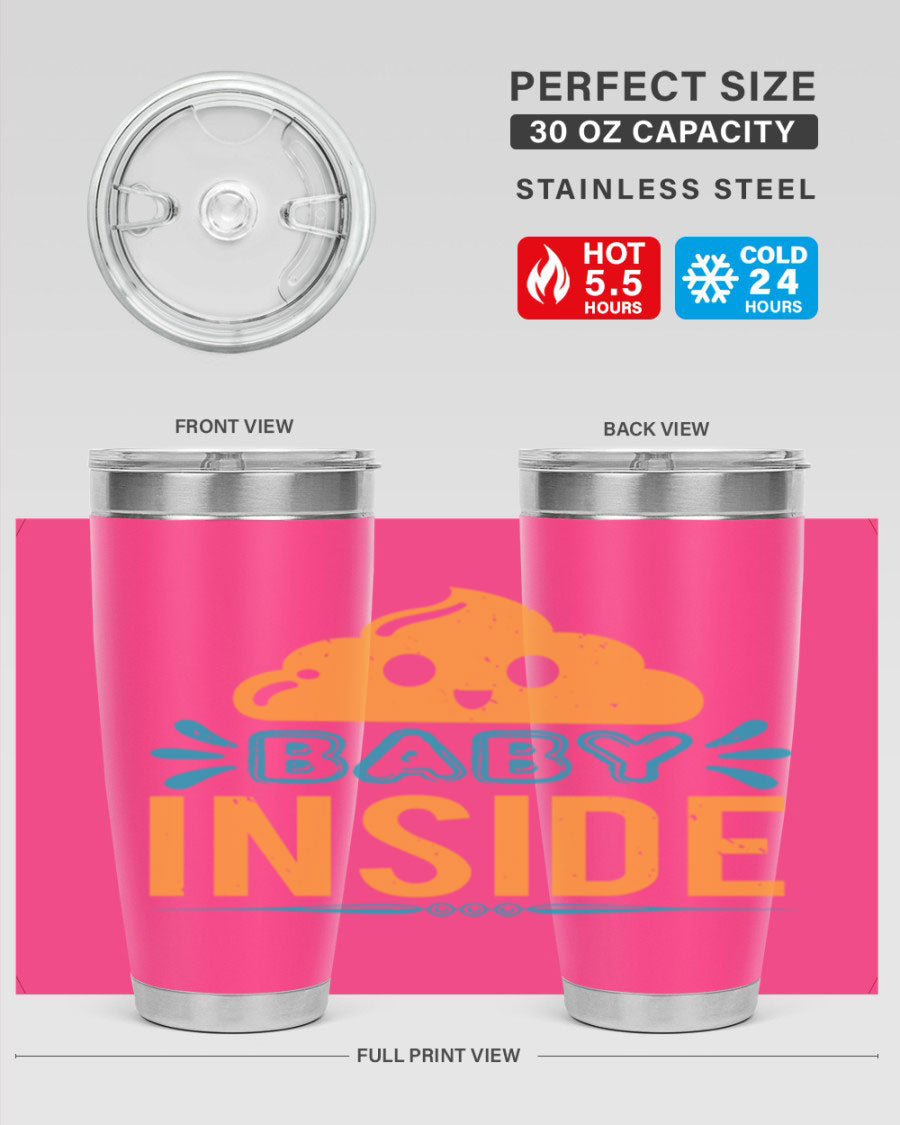 Baby Inside Style 1# 20oz tumbler featuring double wall vacuum insulation and a stylish design, perfect for baby showers.