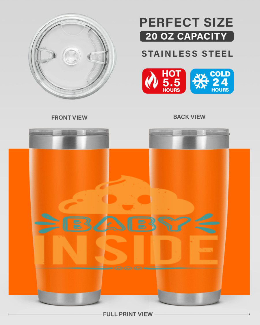 Baby Inside Style 1# 20oz tumbler featuring double wall vacuum insulation and a stylish design, perfect for baby showers.