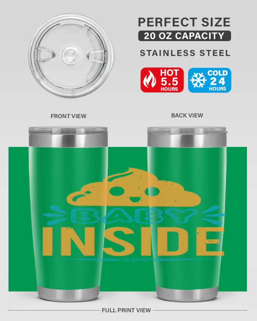 Baby Inside Style 1# 20oz tumbler featuring double wall vacuum insulation and a stylish design, perfect for baby showers.