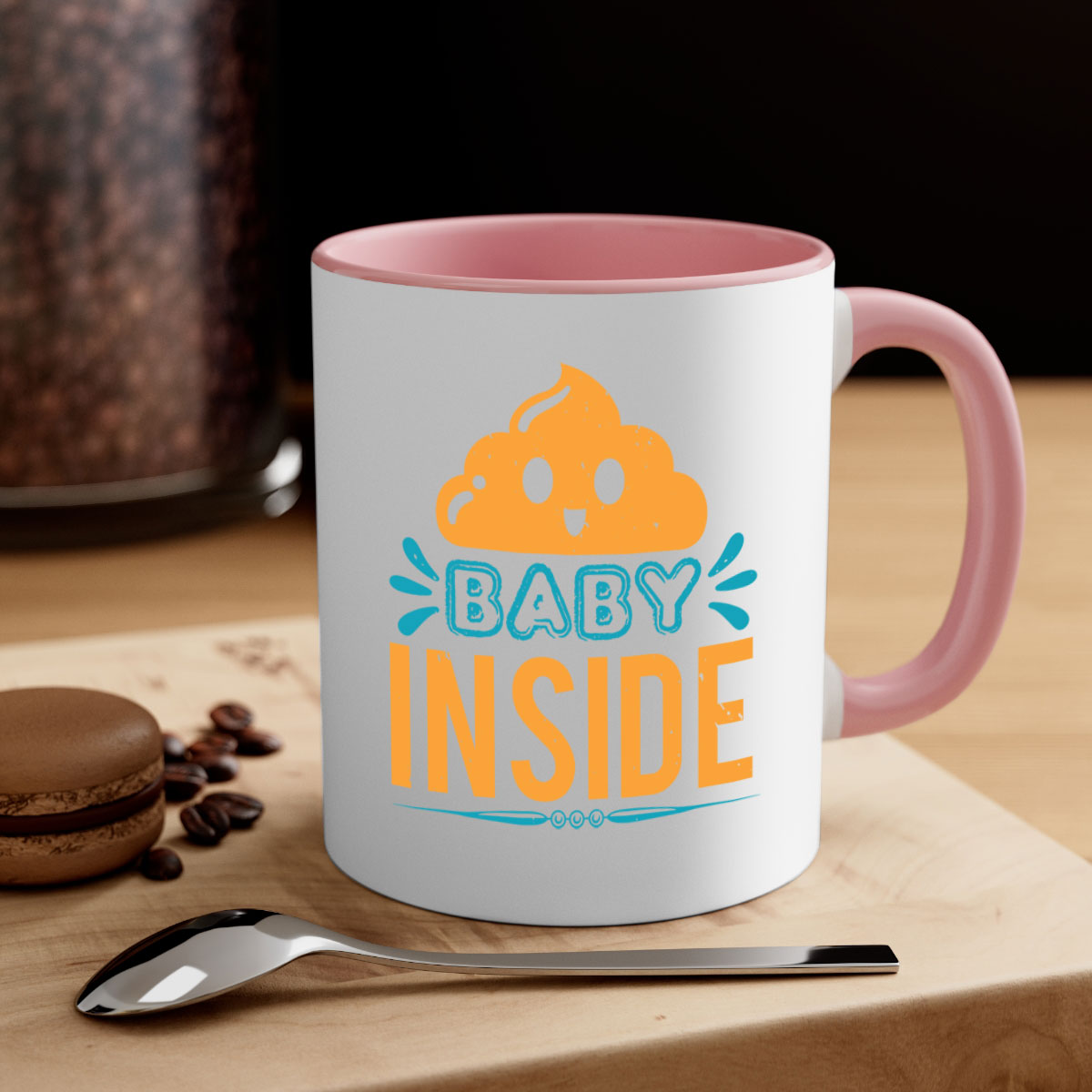 Baby Inside Style 1# Mug featuring a glossy finish, colored handle, and interior, available in multiple colors.