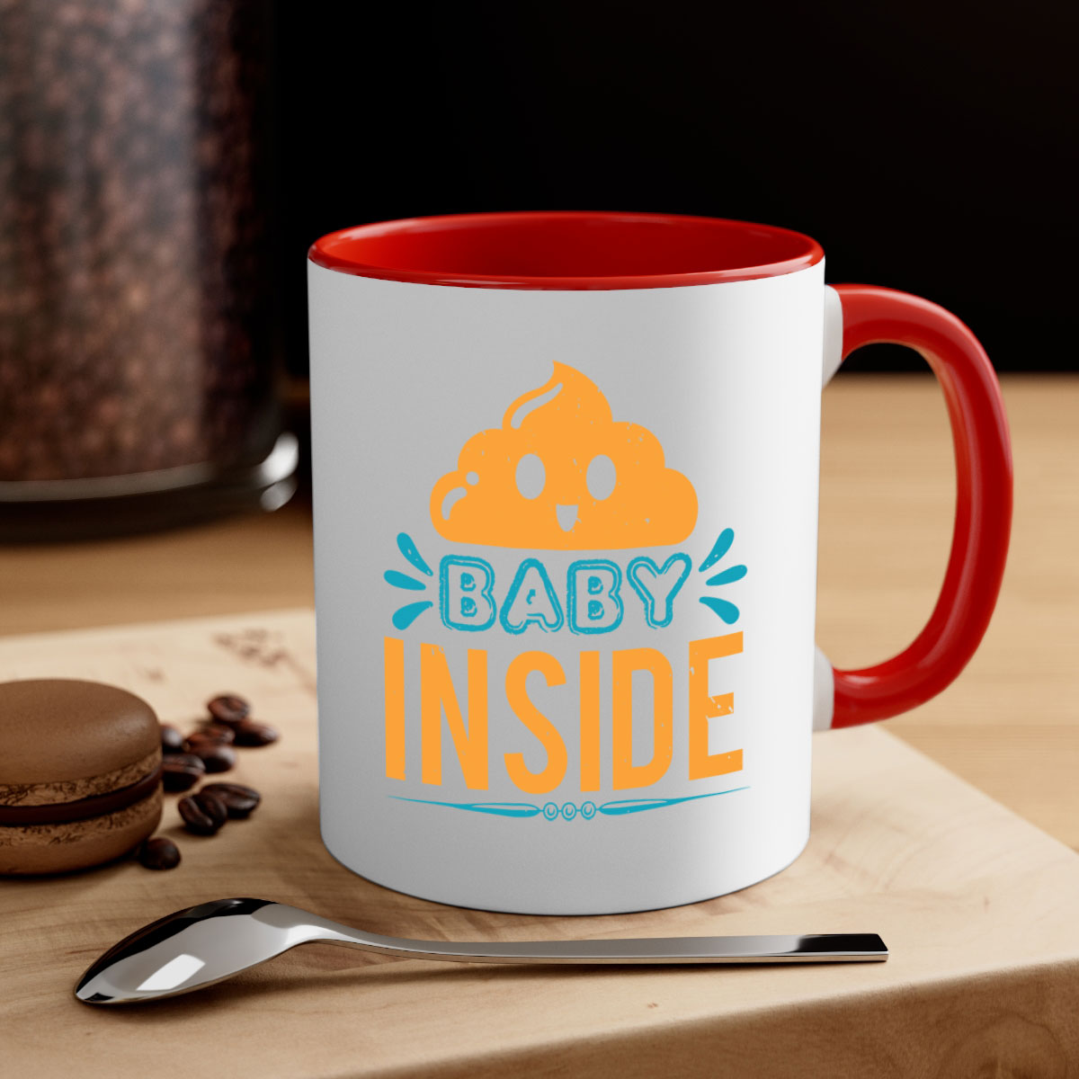 Baby Inside Style 1# Mug featuring a glossy finish, colored handle, and interior, available in multiple colors.