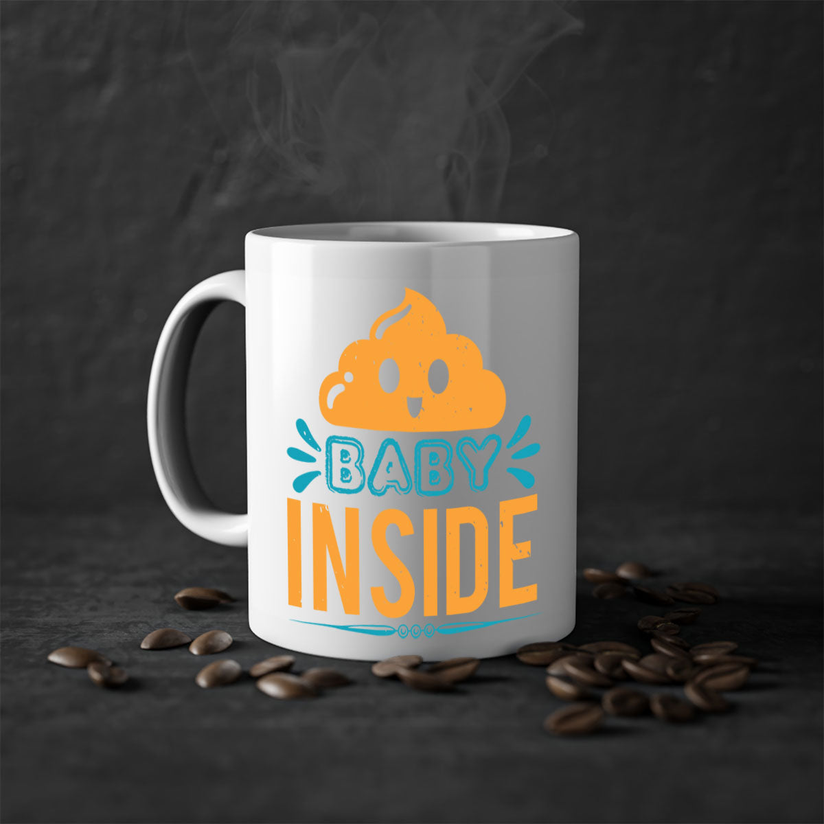 Baby Inside Style 1# Mug featuring a glossy finish, colored handle, and interior, available in multiple colors.