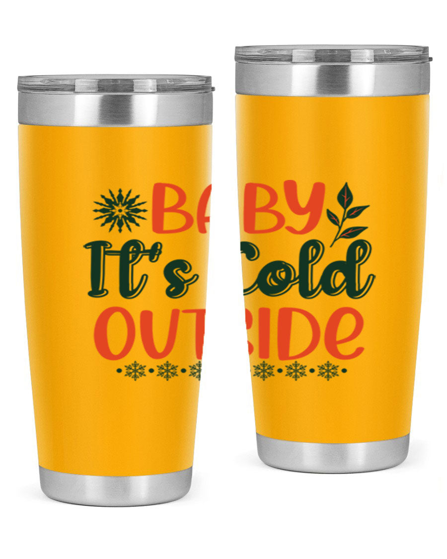 Baby It's Cold Outside 17# winter tumbler, 20oz, double wall vacuum stainless steel with copper lining, featuring a drink-thru lid.