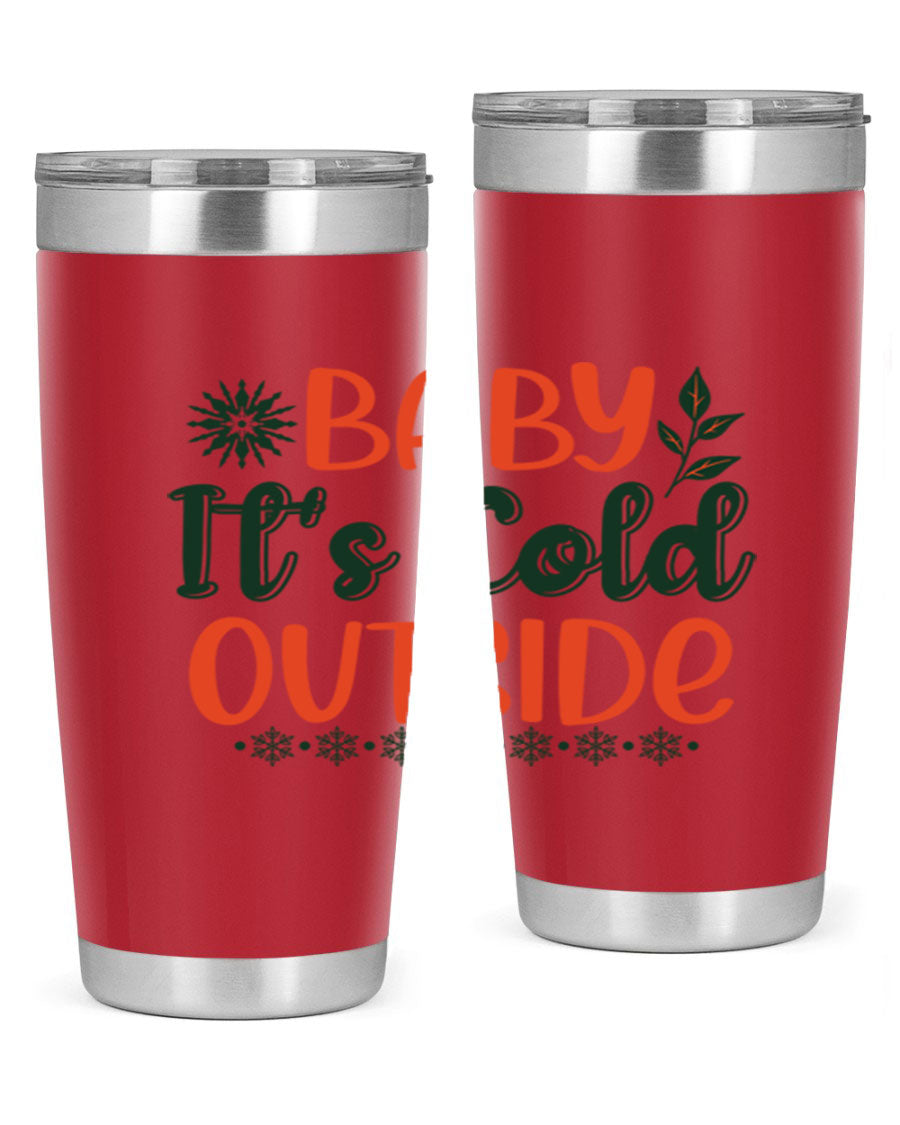 Baby It's Cold Outside 17# winter tumbler, 20oz, double wall vacuum stainless steel with copper lining, featuring a drink-thru lid.