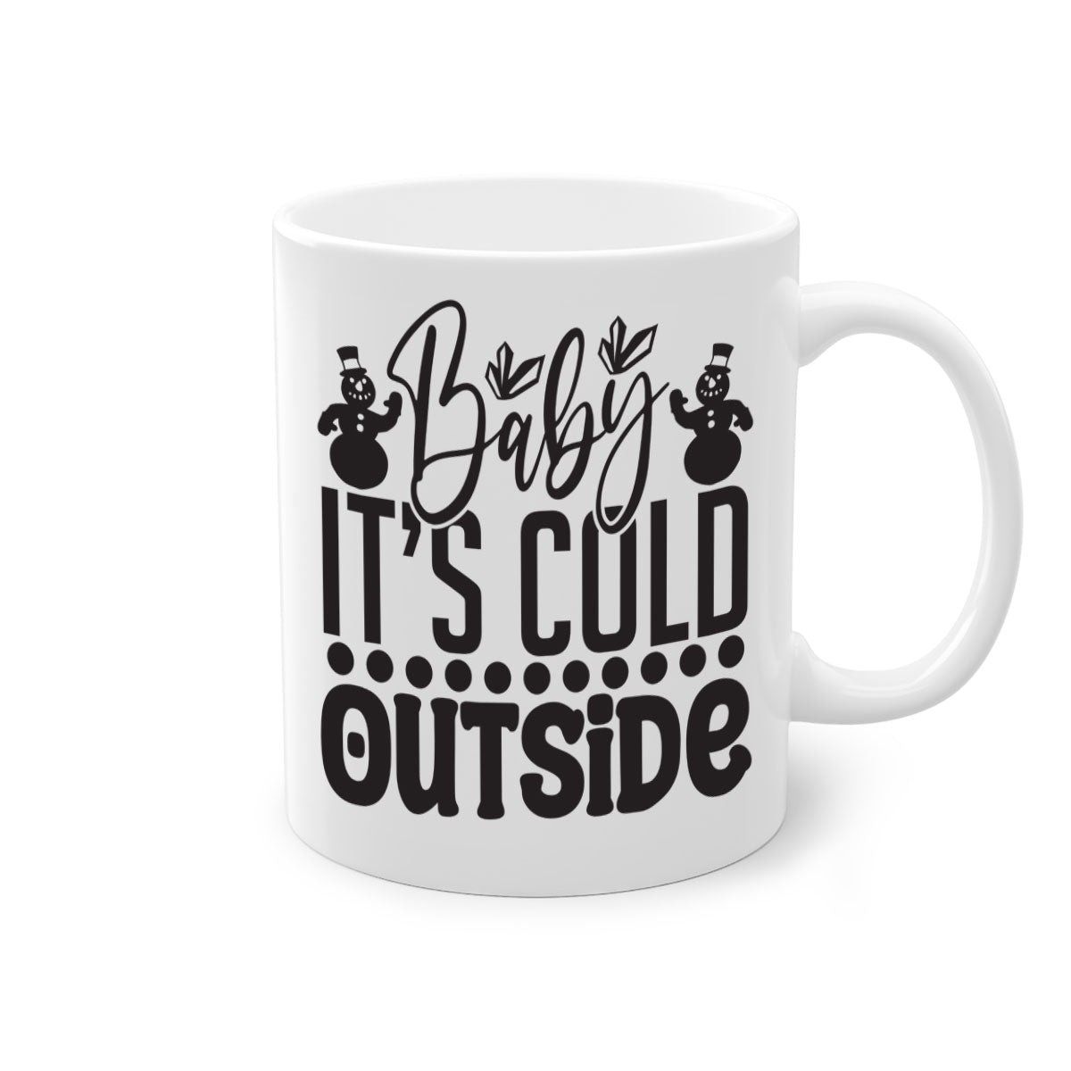 A stylish two-tone Baby it's Cold Outside Mug with a glossy finish, featuring a colored handle and interior, available in multiple colors.