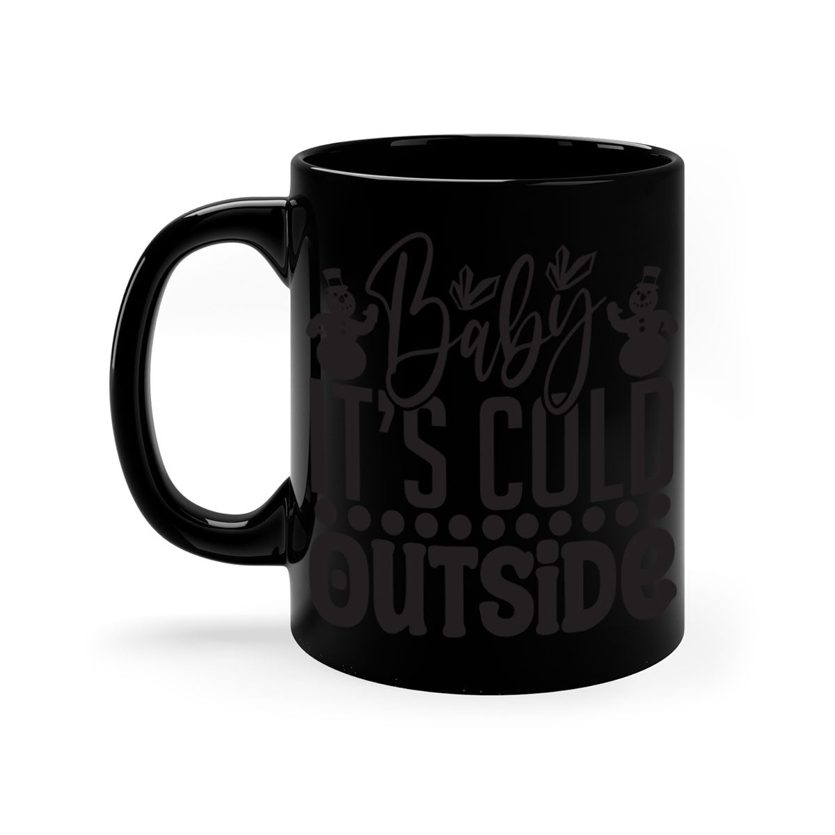 A stylish two-tone Baby it's Cold Outside Mug with a glossy finish, featuring a colored handle and interior, available in multiple colors.