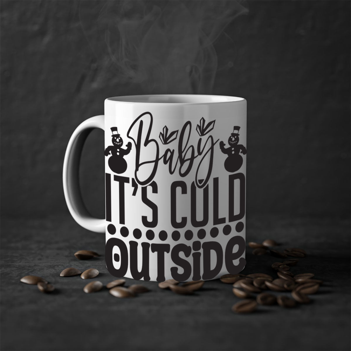 A stylish two-tone Baby it's Cold Outside Mug with a glossy finish, featuring a colored handle and interior, available in multiple colors.