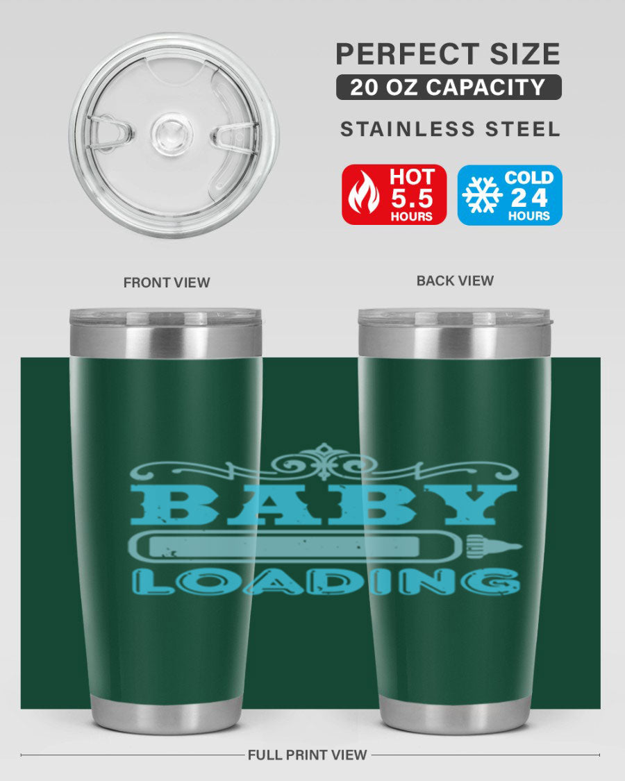 Baby Loading Style 49# tumbler in 20oz size, featuring a double wall vacuum stainless steel design with a copper lining and a drink-thru lid.