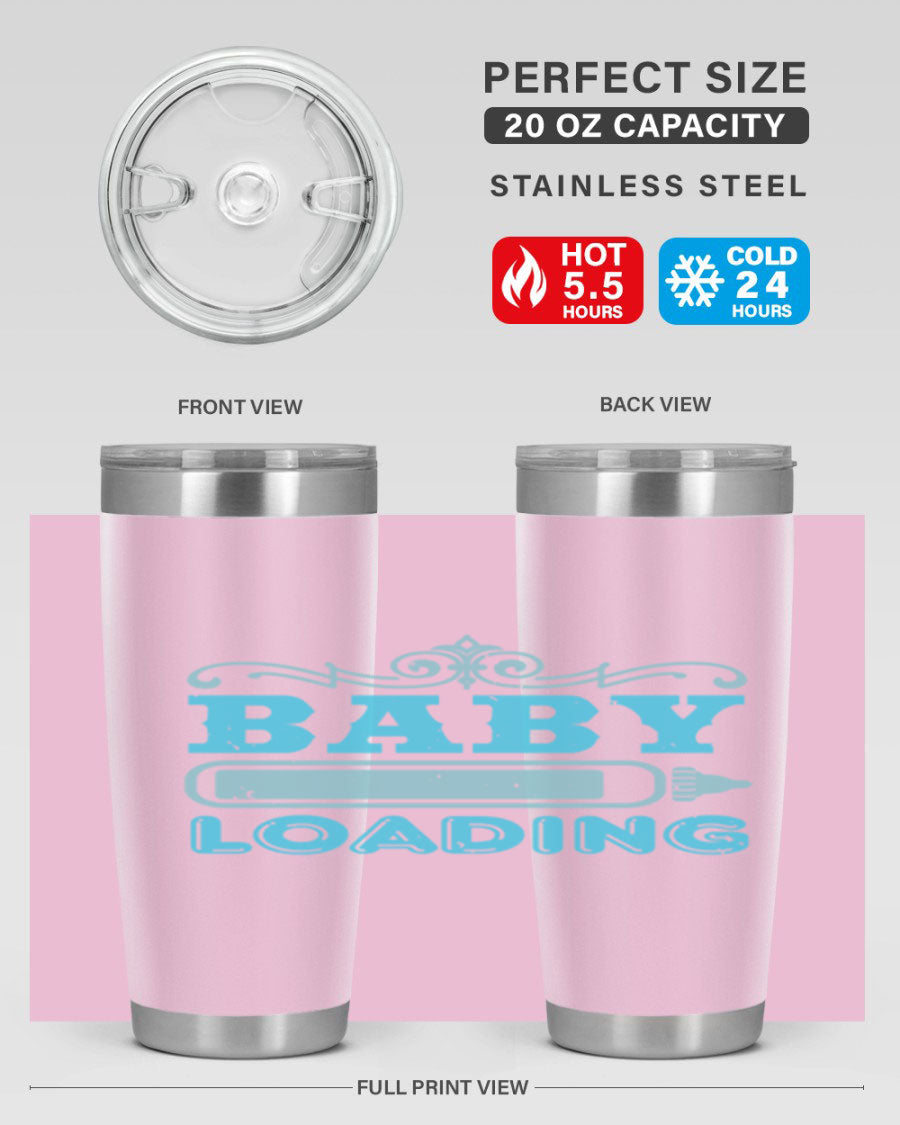 Baby Loading Style 49# tumbler in 20oz size, featuring a double wall vacuum stainless steel design with a copper lining and a drink-thru lid.