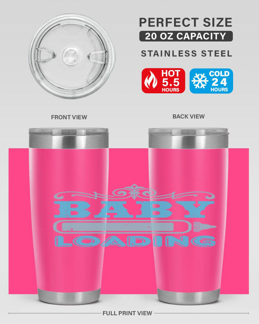 Baby Loading Style 49# tumbler in 20oz size, featuring a double wall vacuum stainless steel design with a copper lining and a drink-thru lid.