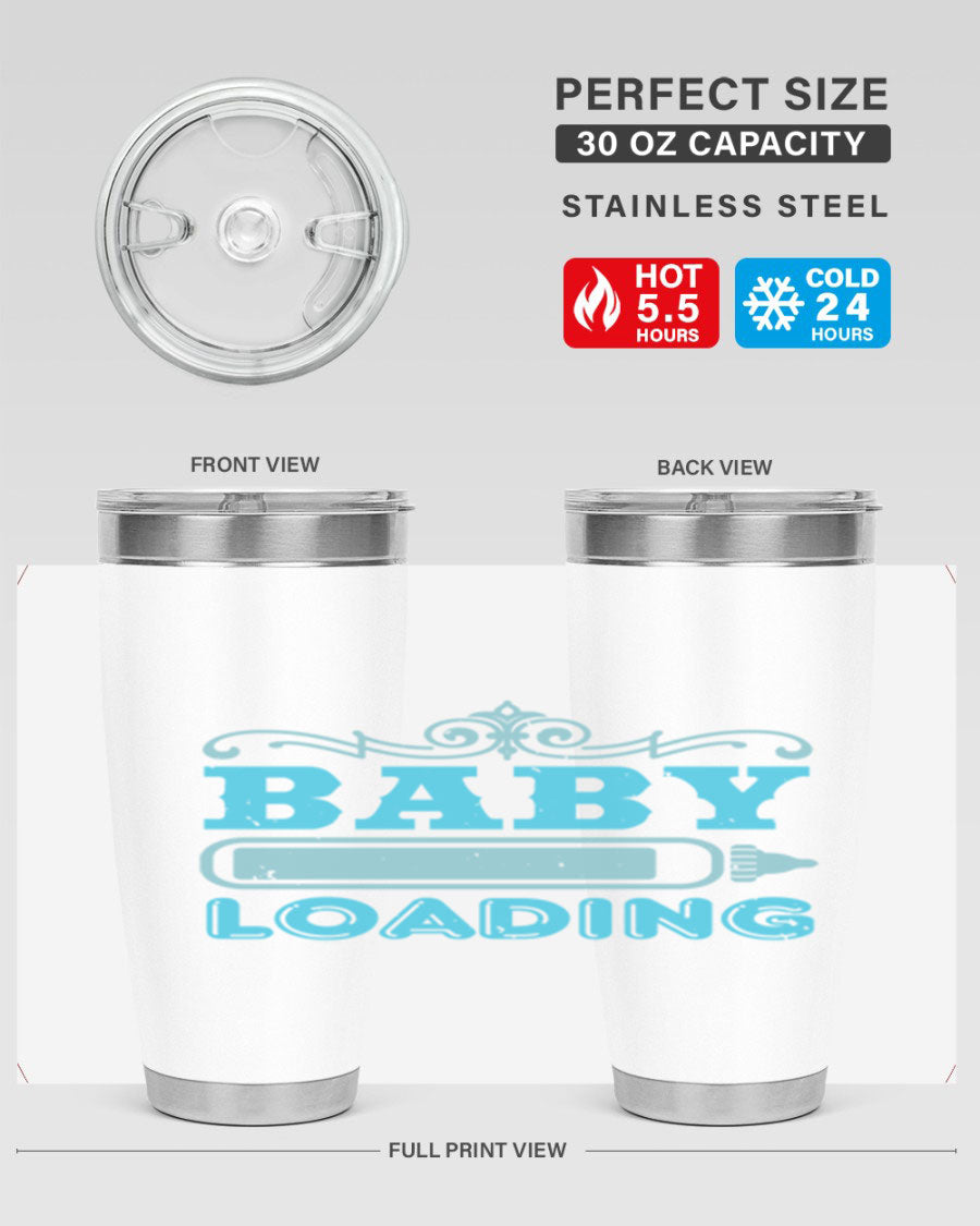 Baby Loading Style 49# tumbler in 20oz size, featuring a double wall vacuum stainless steel design with a copper lining and a drink-thru lid.