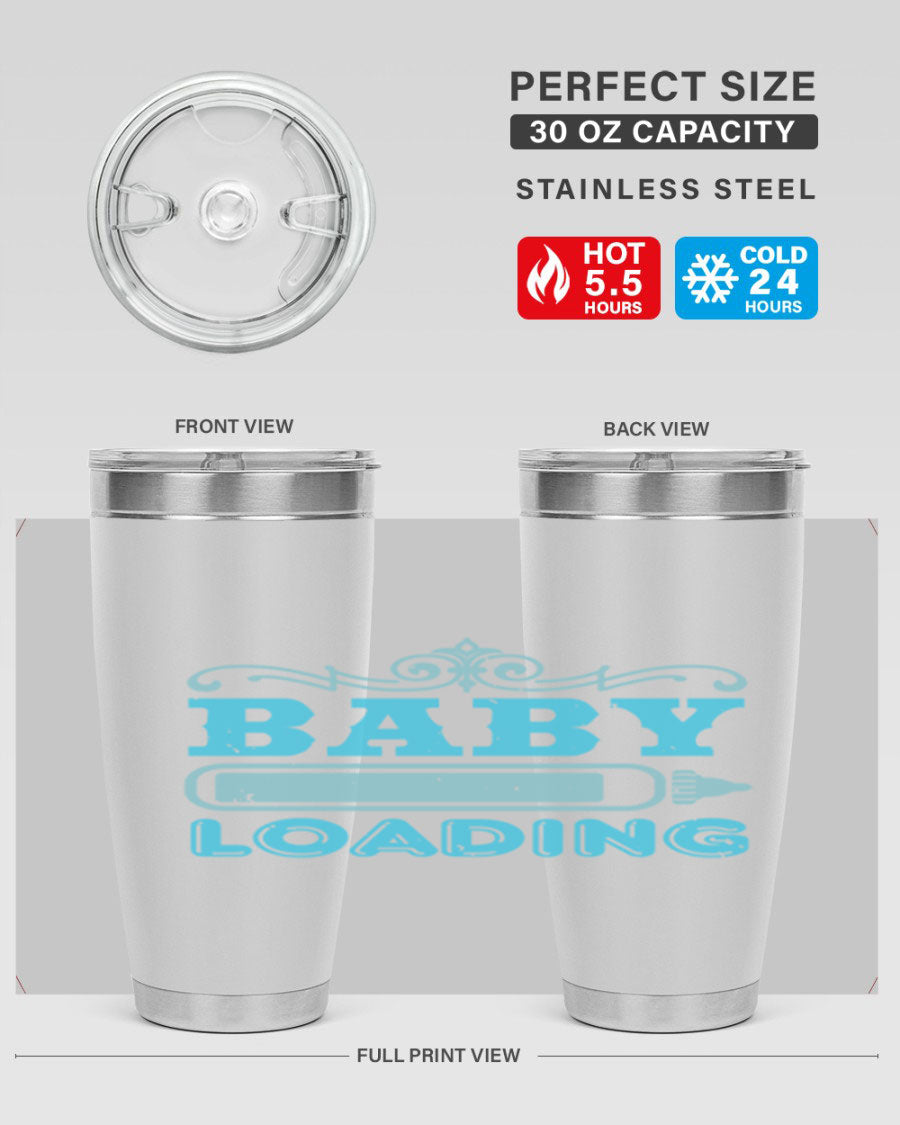 Baby Loading Style 49# tumbler in 20oz size, featuring a double wall vacuum stainless steel design with a copper lining and a drink-thru lid.