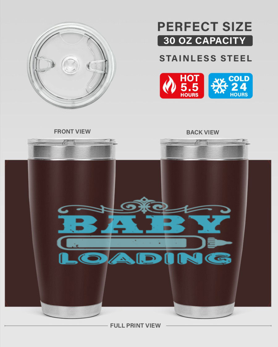 Baby Loading Style 49# tumbler in 20oz size, featuring a double wall vacuum stainless steel design with a copper lining and a drink-thru lid.