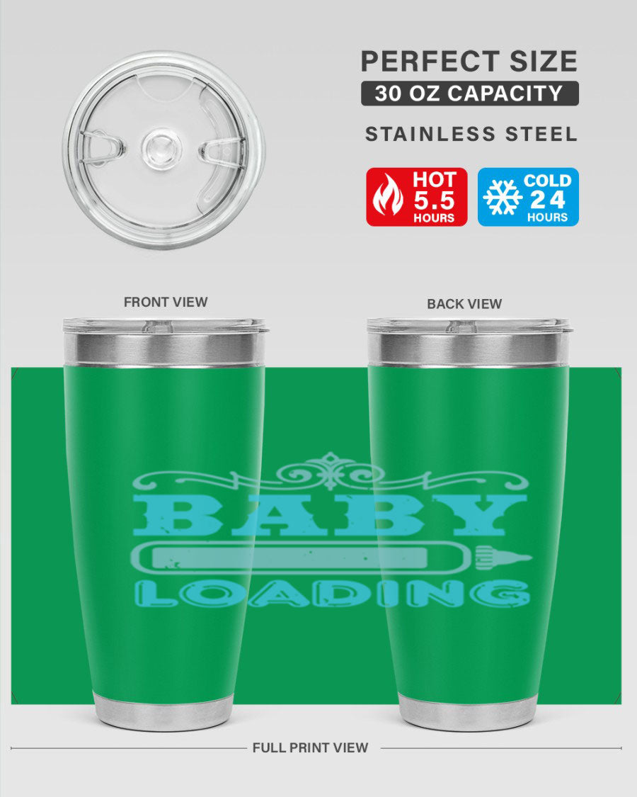 Baby Loading Style 49# tumbler in 20oz size, featuring a double wall vacuum stainless steel design with a copper lining and a drink-thru lid.