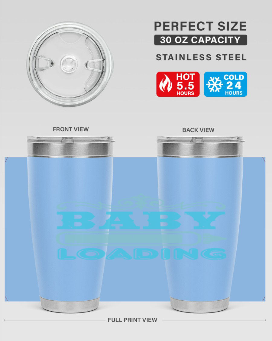 Baby Loading Style 49# tumbler in 20oz size, featuring a double wall vacuum stainless steel design with a copper lining and a drink-thru lid.