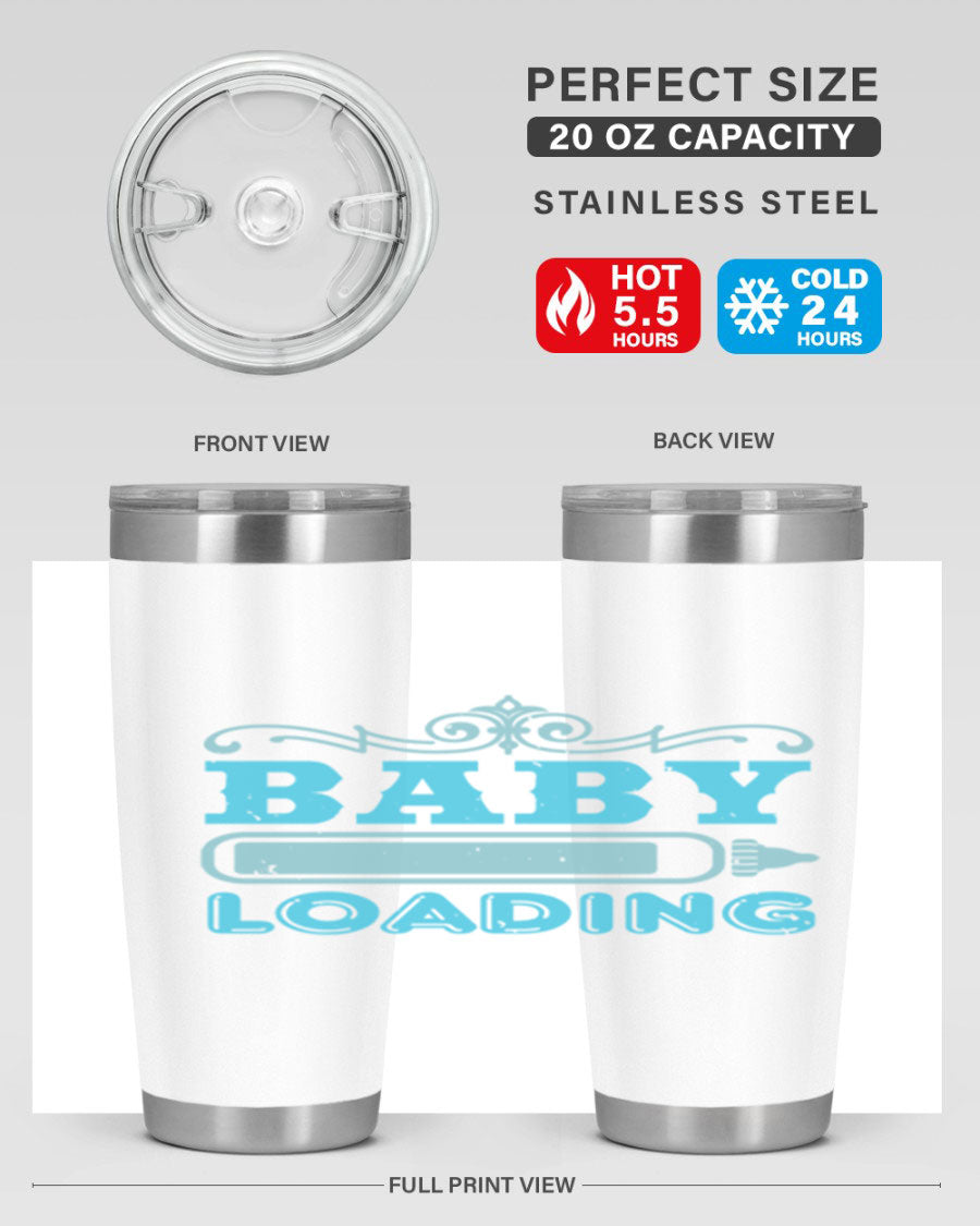 Baby Loading Style 49# tumbler in 20oz size, featuring a double wall vacuum stainless steel design with a copper lining and a drink-thru lid.