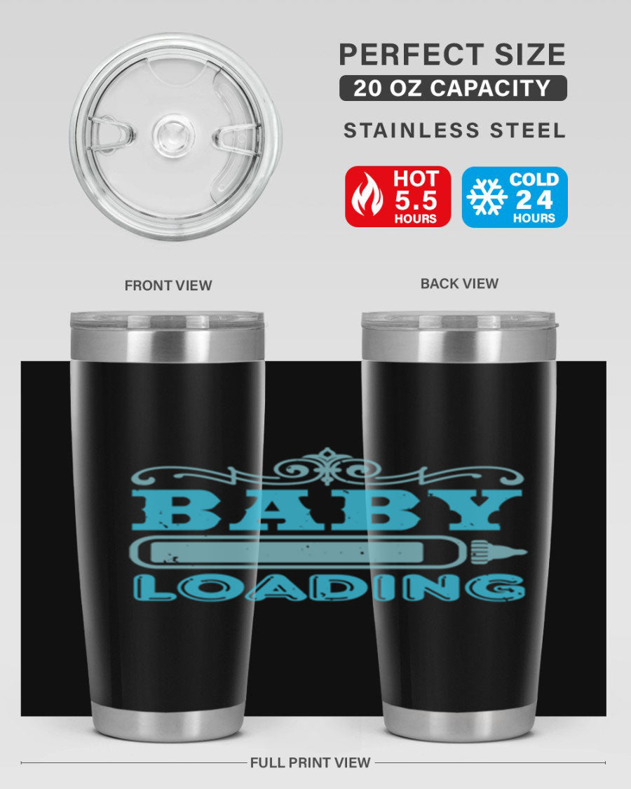 Baby Loading Style 49# tumbler in 20oz size, featuring a double wall vacuum stainless steel design with a copper lining and a drink-thru lid.