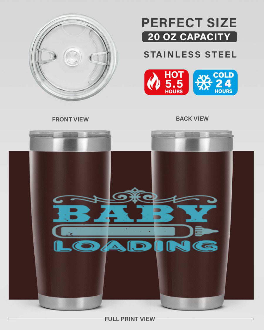 Baby Loading Style 49# tumbler in 20oz size, featuring a double wall vacuum stainless steel design with a copper lining and a drink-thru lid.