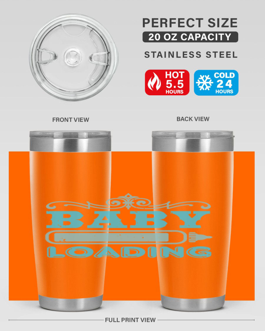 Baby Loading Style 49# tumbler in 20oz size, featuring a double wall vacuum stainless steel design with a copper lining and a drink-thru lid.