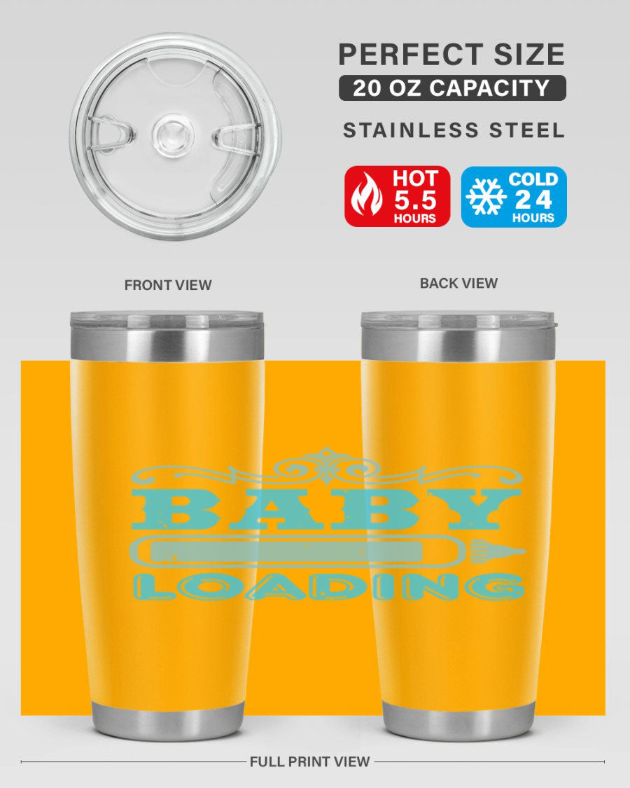 Baby Loading Style 49# tumbler in 20oz size, featuring a double wall vacuum stainless steel design with a copper lining and a drink-thru lid.