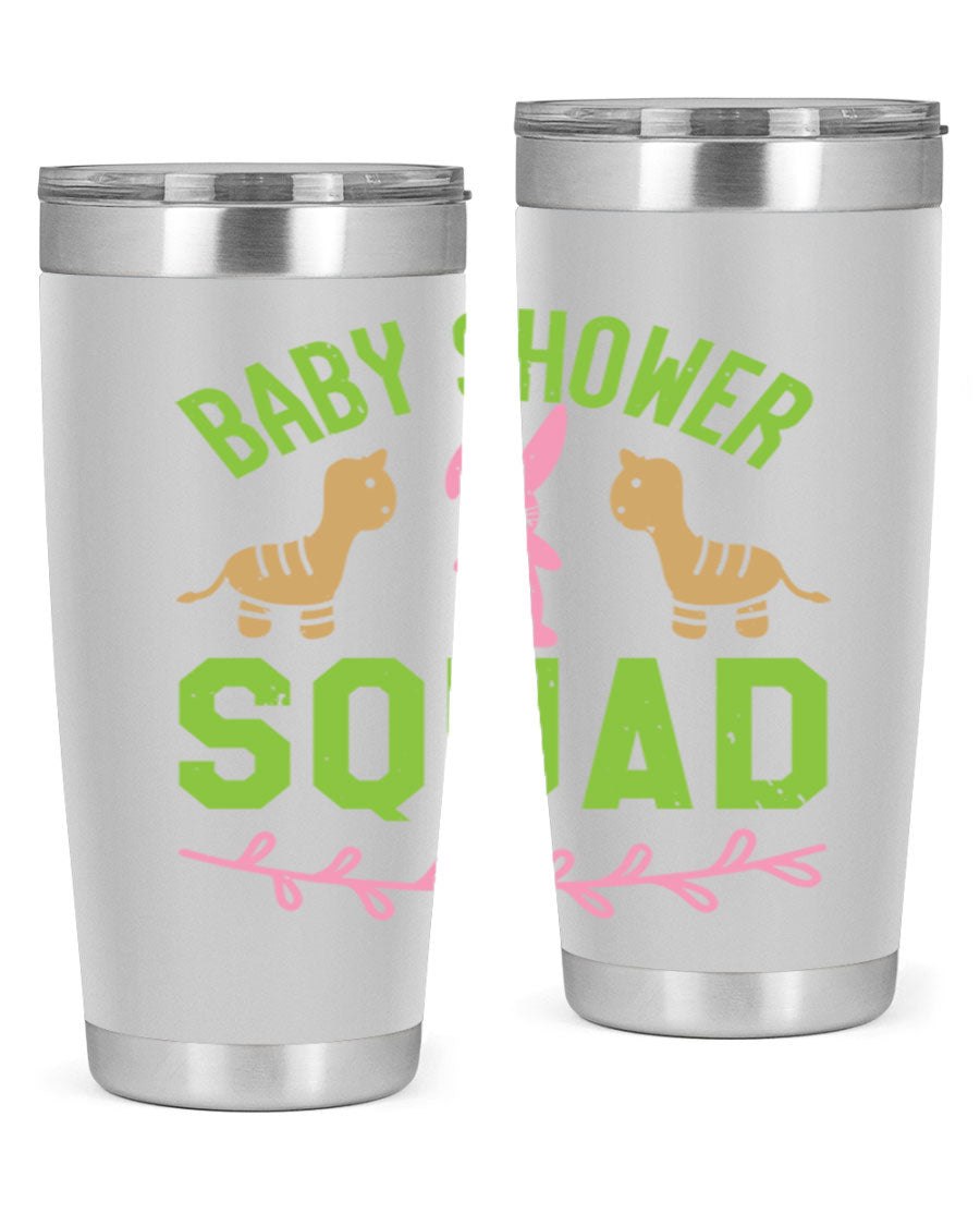 Baby Shower Squad Style 47# 20oz tumbler featuring double wall vacuum insulation and a vibrant design, perfect for baby shower celebrations.